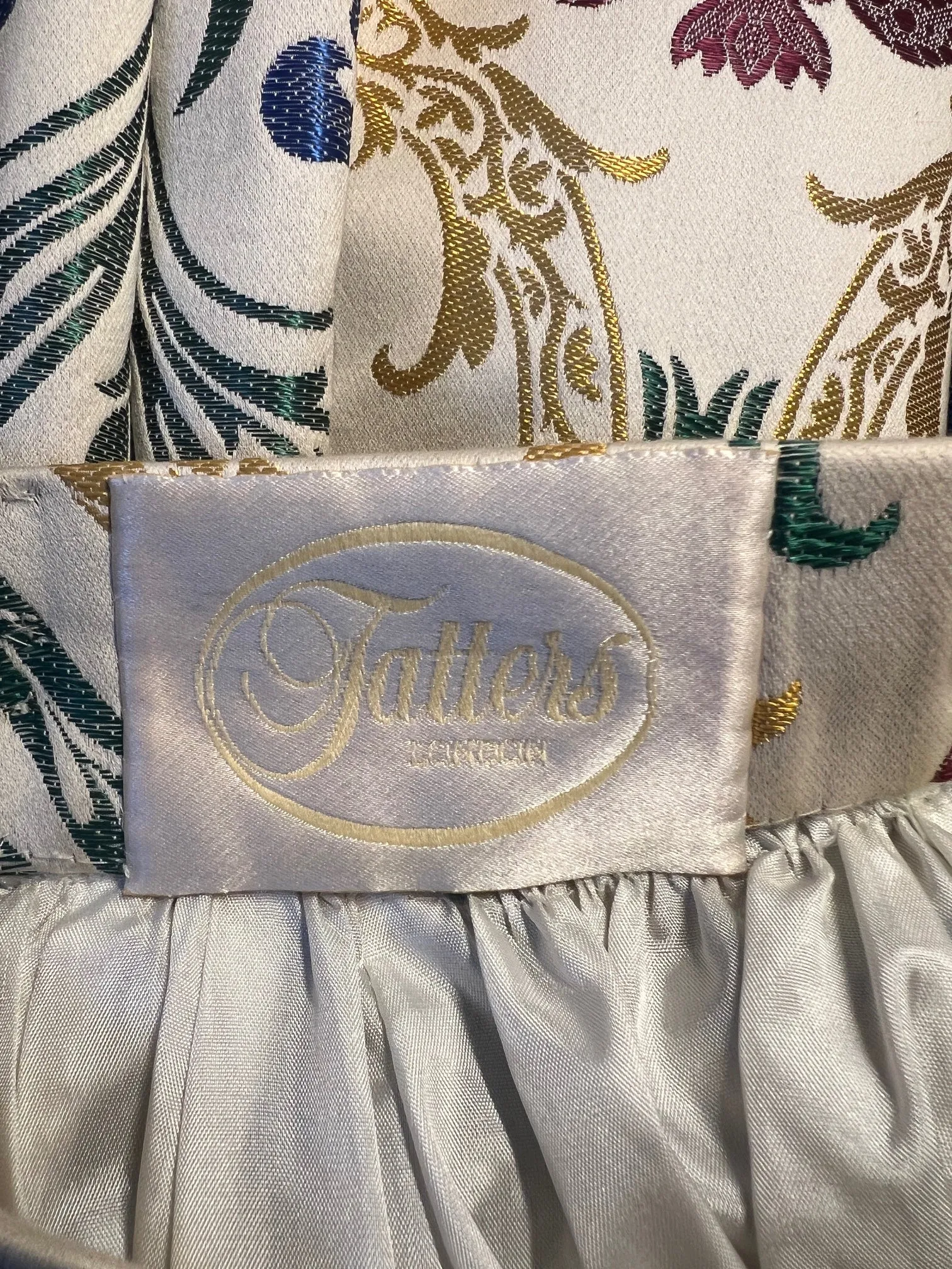 1990s Tatters of London Heraldic Silk Jacquard Maxi Skirt