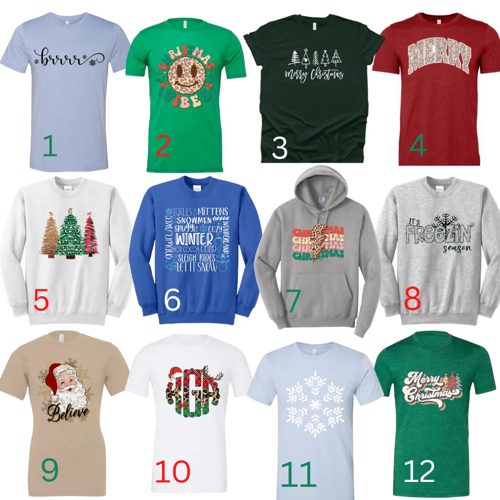 2022 Holiday Crewneck Sweatshirt 12 Designs