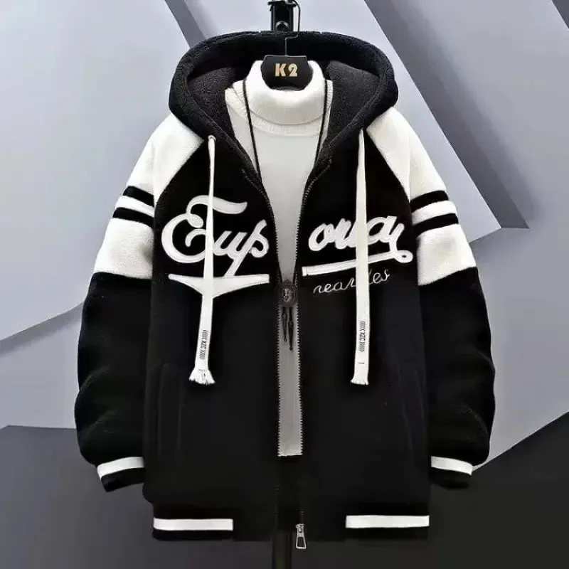 2023 Autumn and Winter New Fashion Trend Lamb Cashmere Coat Men's Casual Loose Comfortable Thick Warm Large Size Jacket M-8XL
