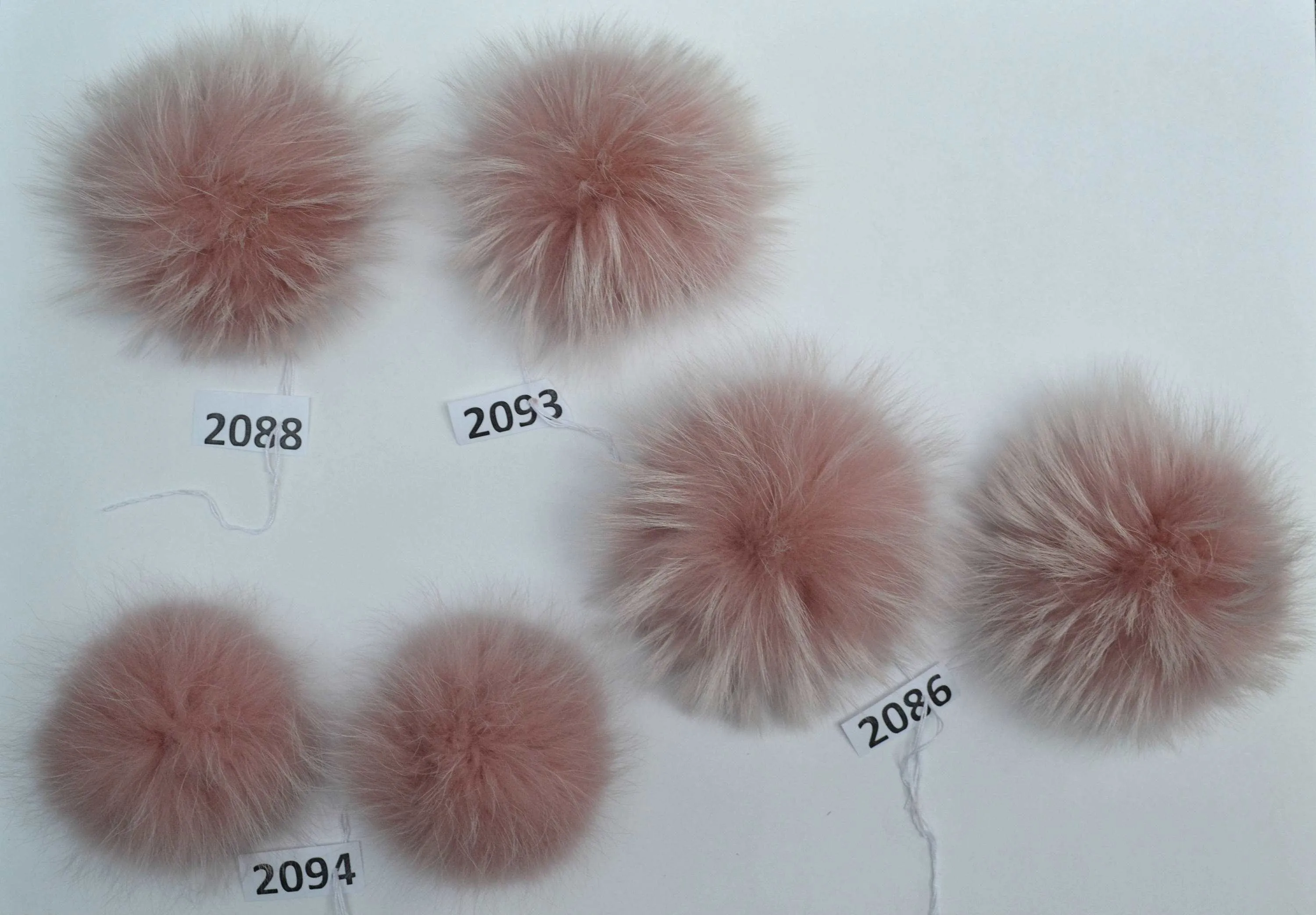 3-9" EXTRA LARGE pink powder raccoon pom poms. SUPER THICK with threads