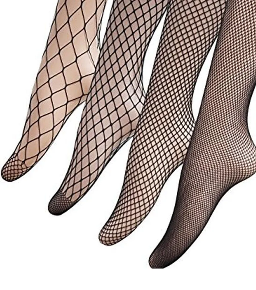 4 Packs Magik Women Fishnet Stocking Cross Seamless Nylon Mesh Tights Pantyhose