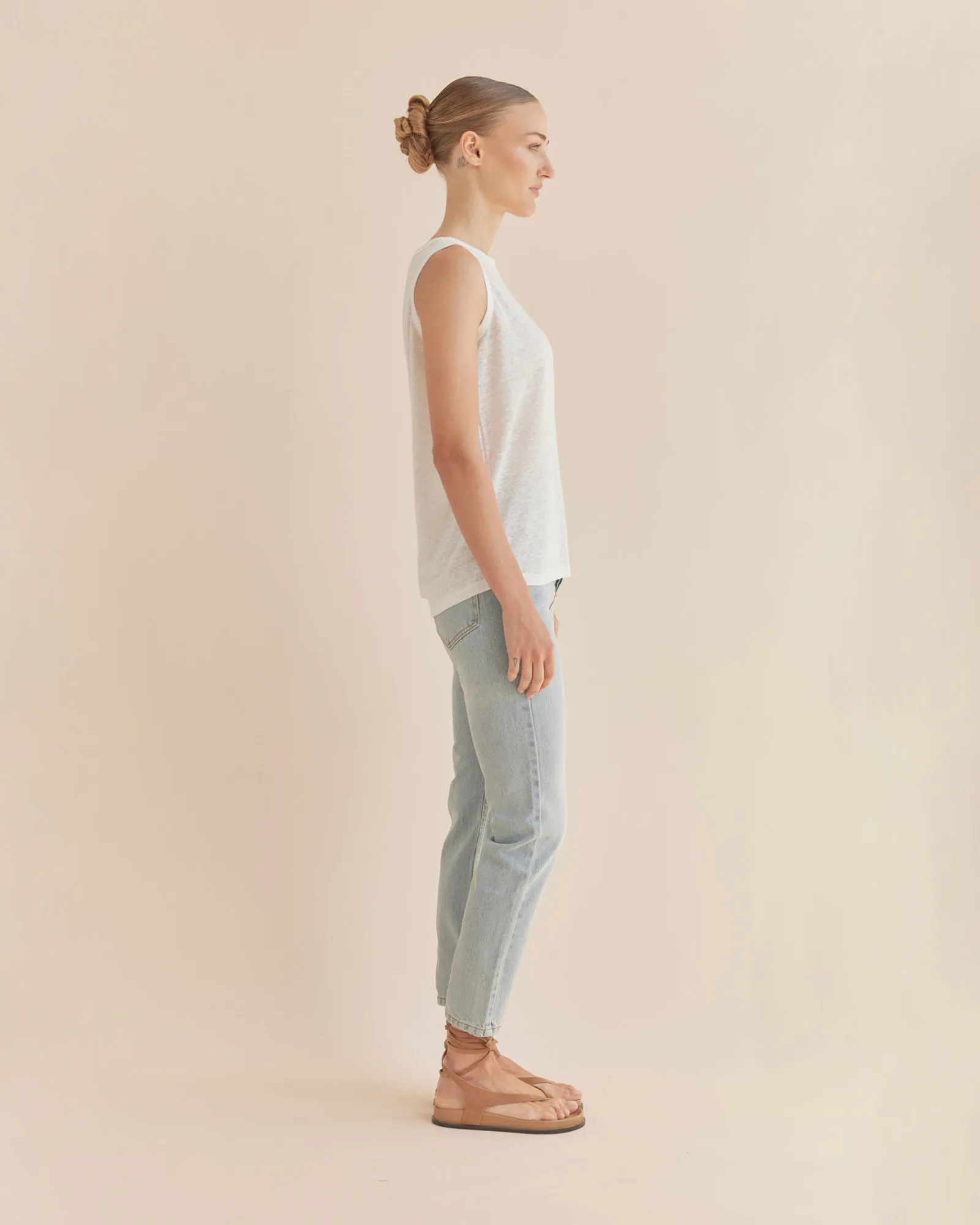Aceline Linen Jersey Tank - Ivory