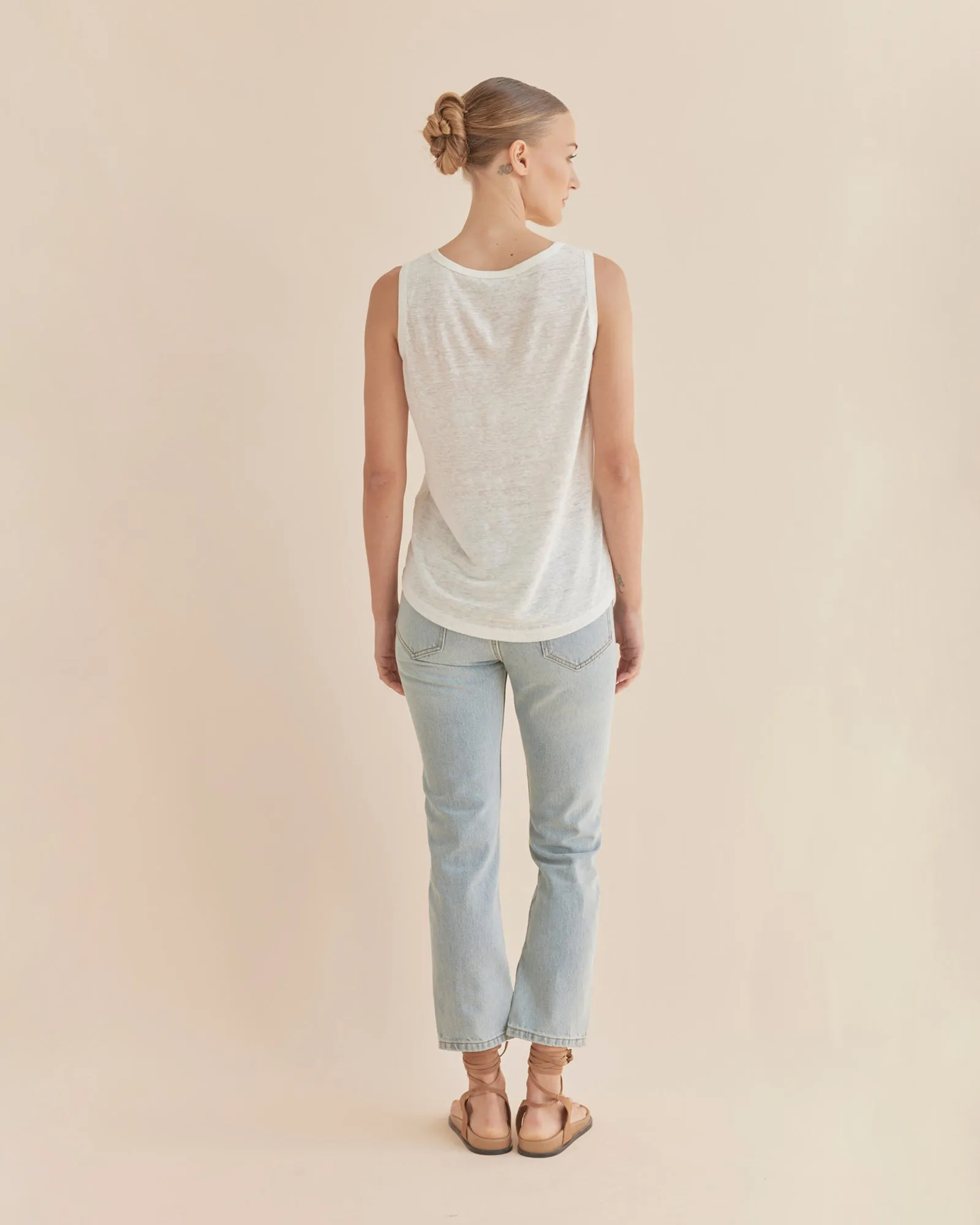 Aceline Linen Jersey Tank - Ivory