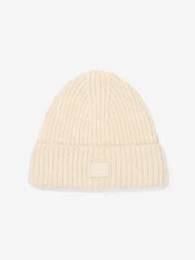 Acne Studios Kids Wool Knitted Beanie Hat in Beige