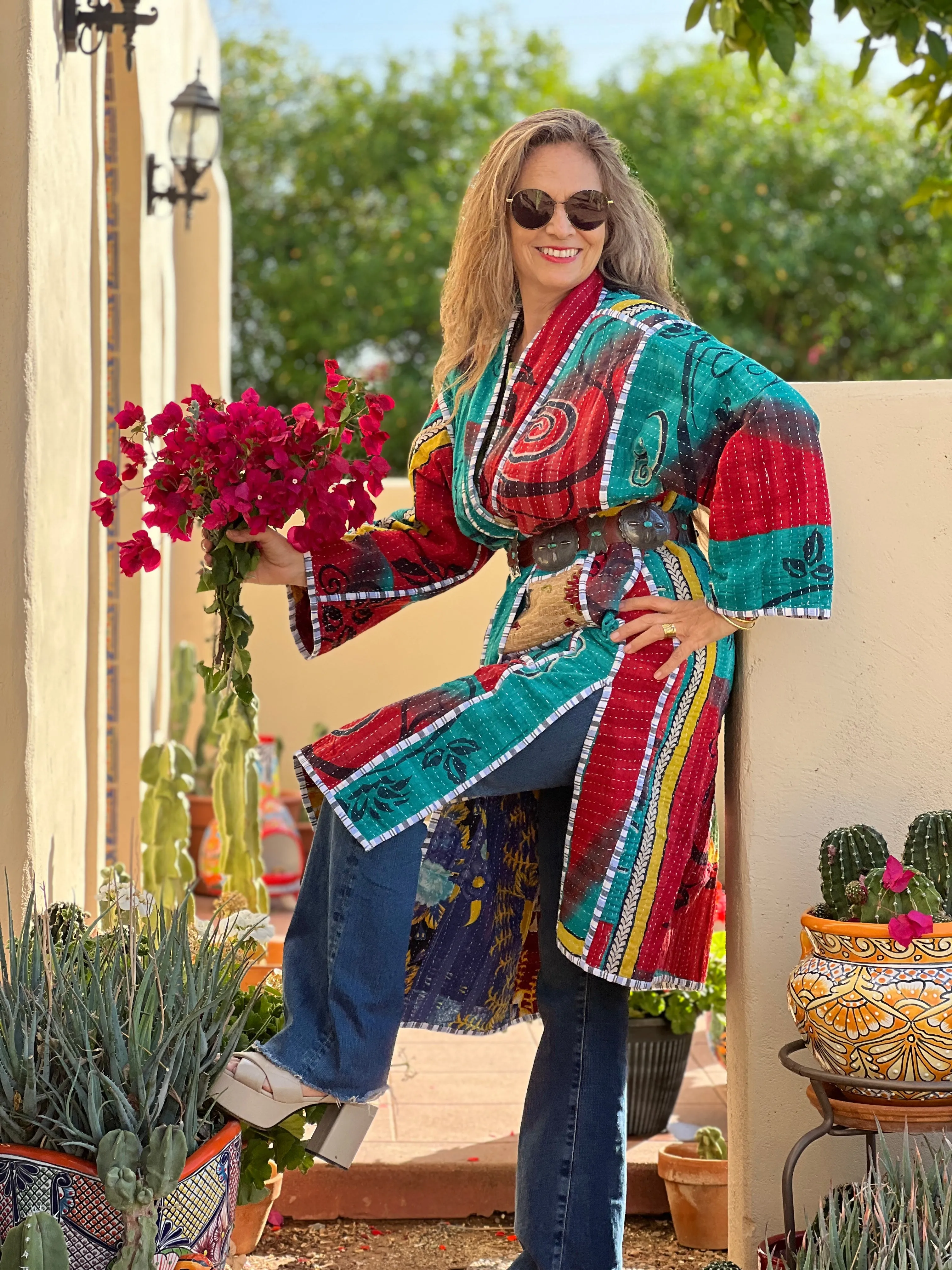 Adria Cotton Vintage Quilted Kantha Coat ONE OF KIND