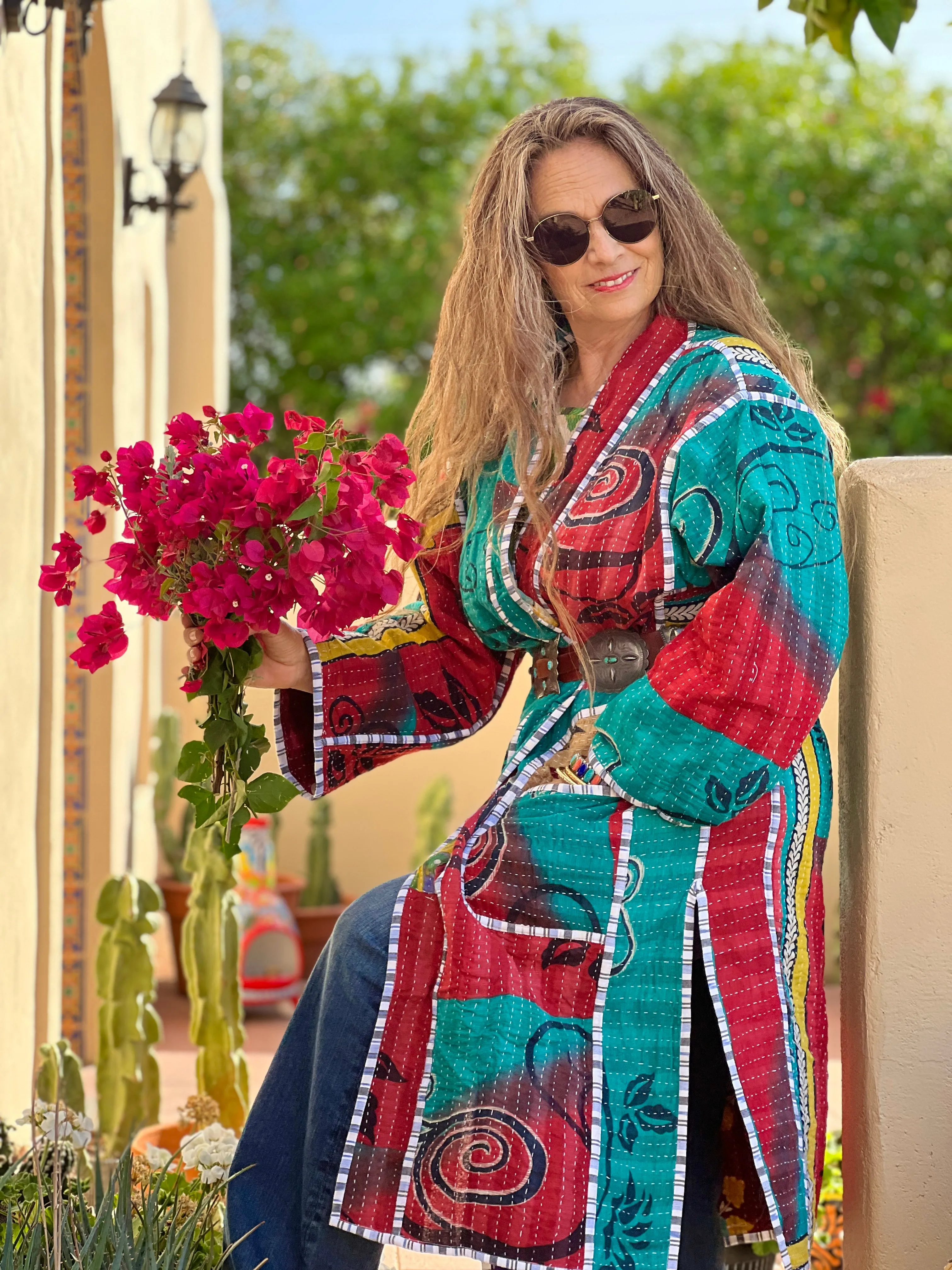 Adria Cotton Vintage Quilted Kantha Coat ONE OF KIND