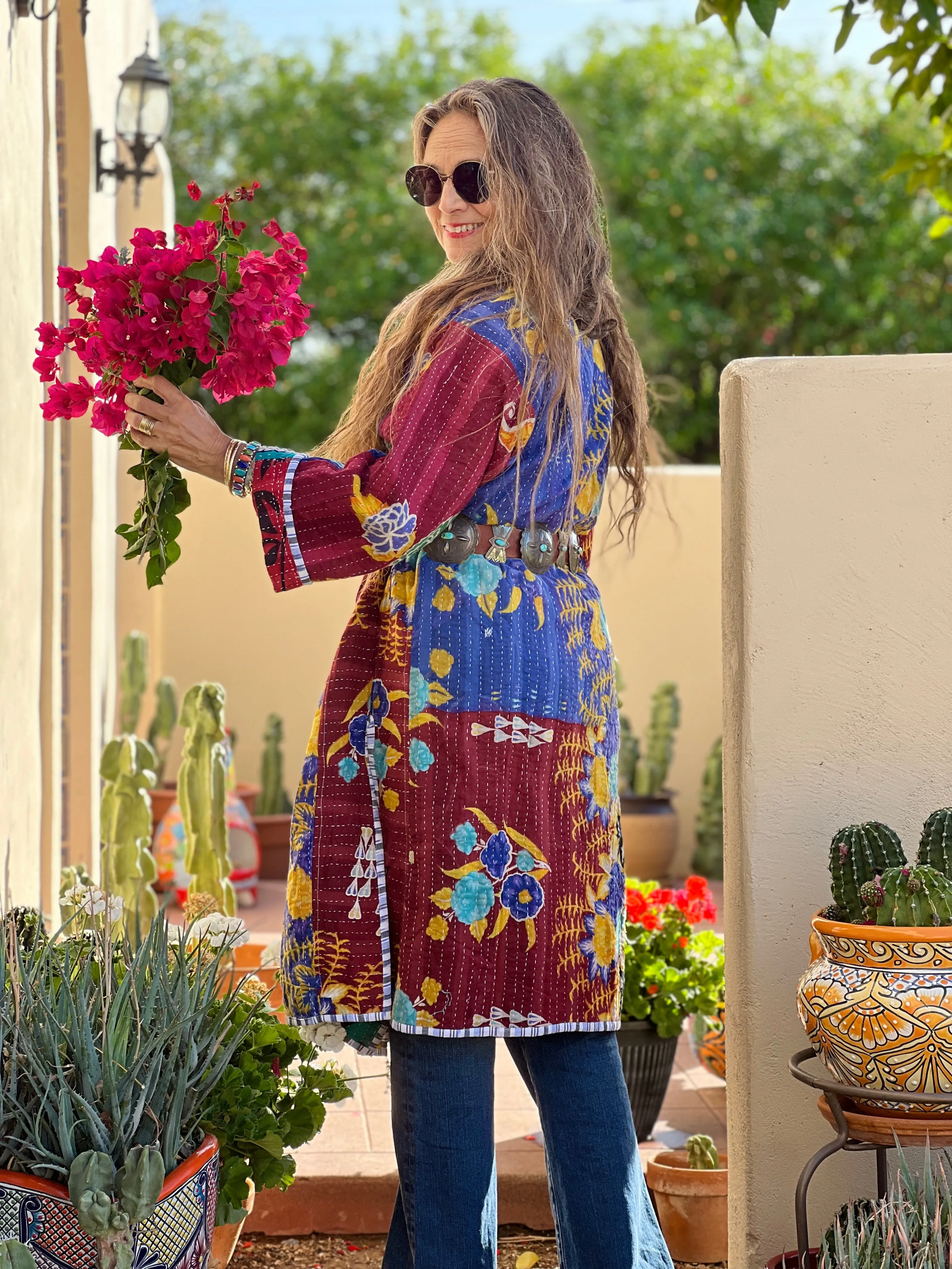 Adria Cotton Vintage Quilted Kantha Coat ONE OF KIND