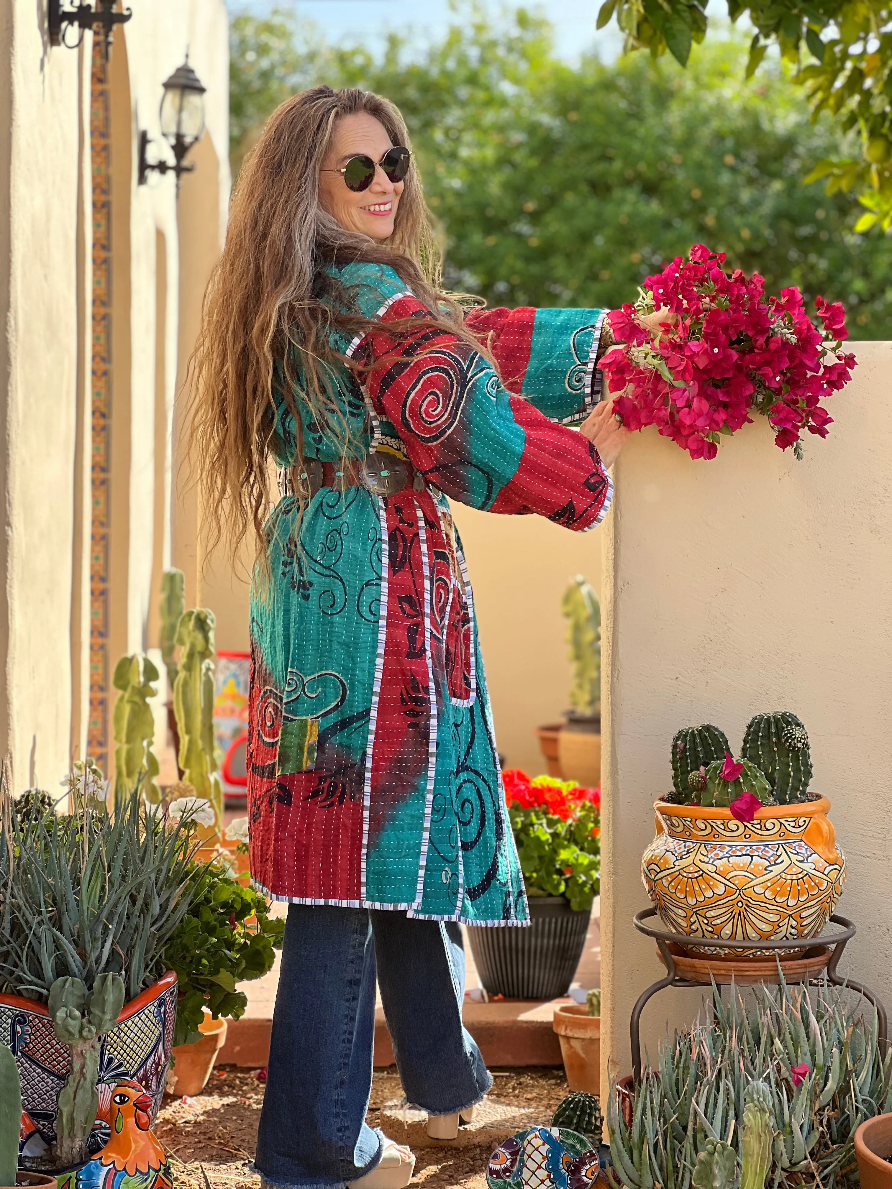 Adria Cotton Vintage Quilted Kantha Coat ONE OF KIND