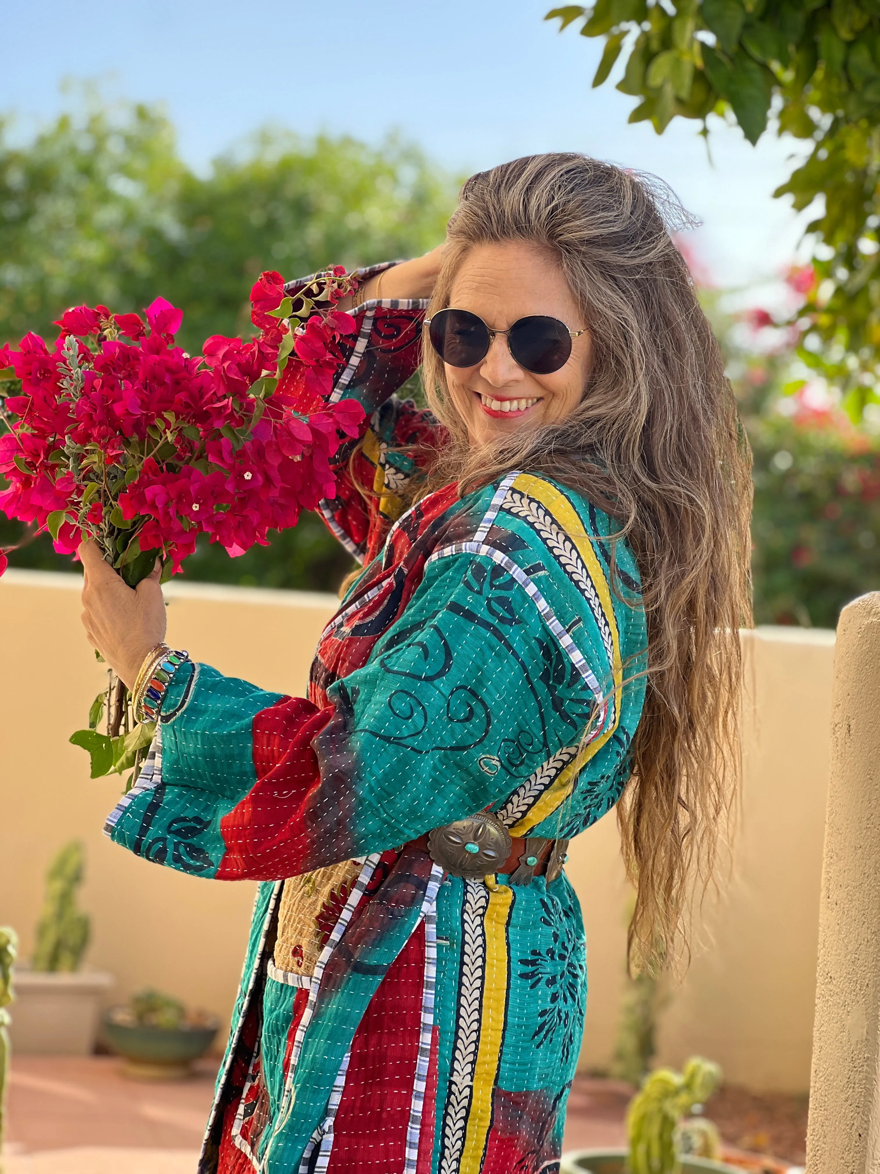 Adria Cotton Vintage Quilted Kantha Coat ONE OF KIND