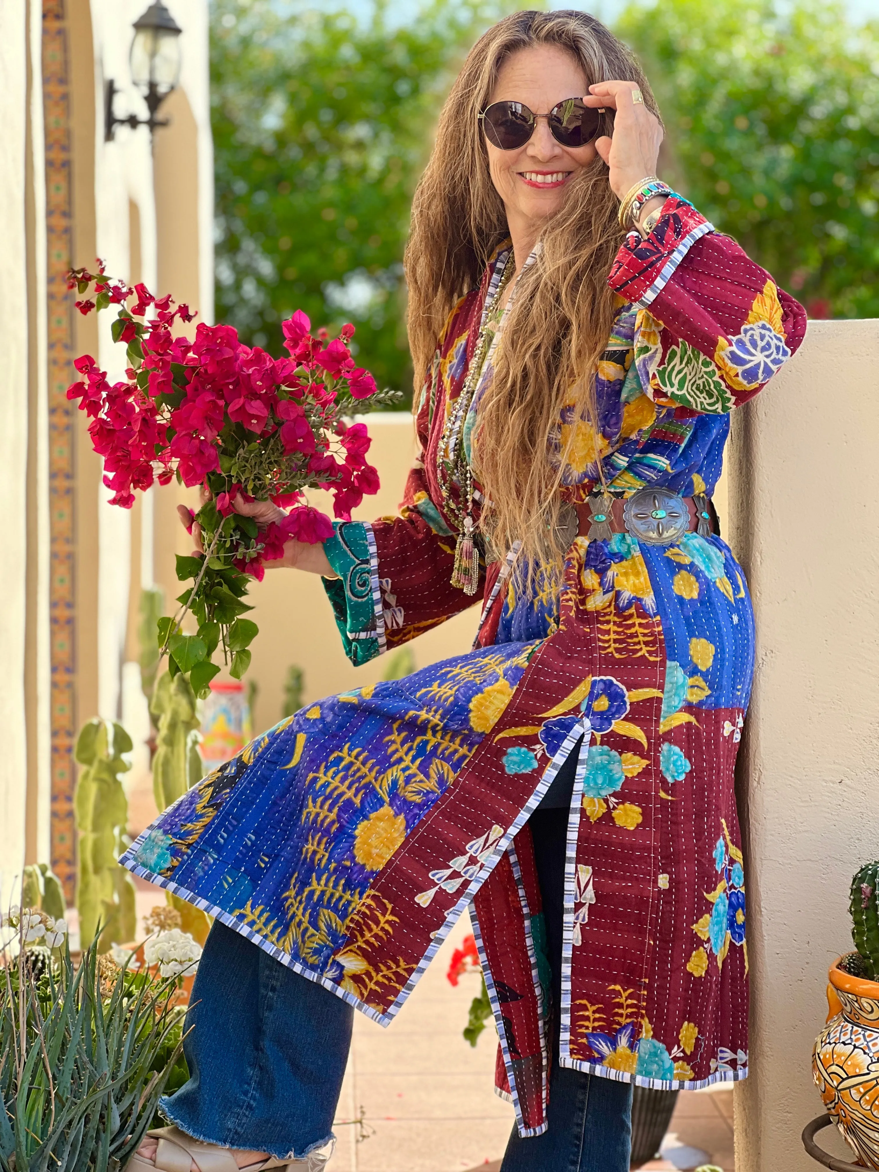 Adria Cotton Vintage Quilted Kantha Coat ONE OF KIND