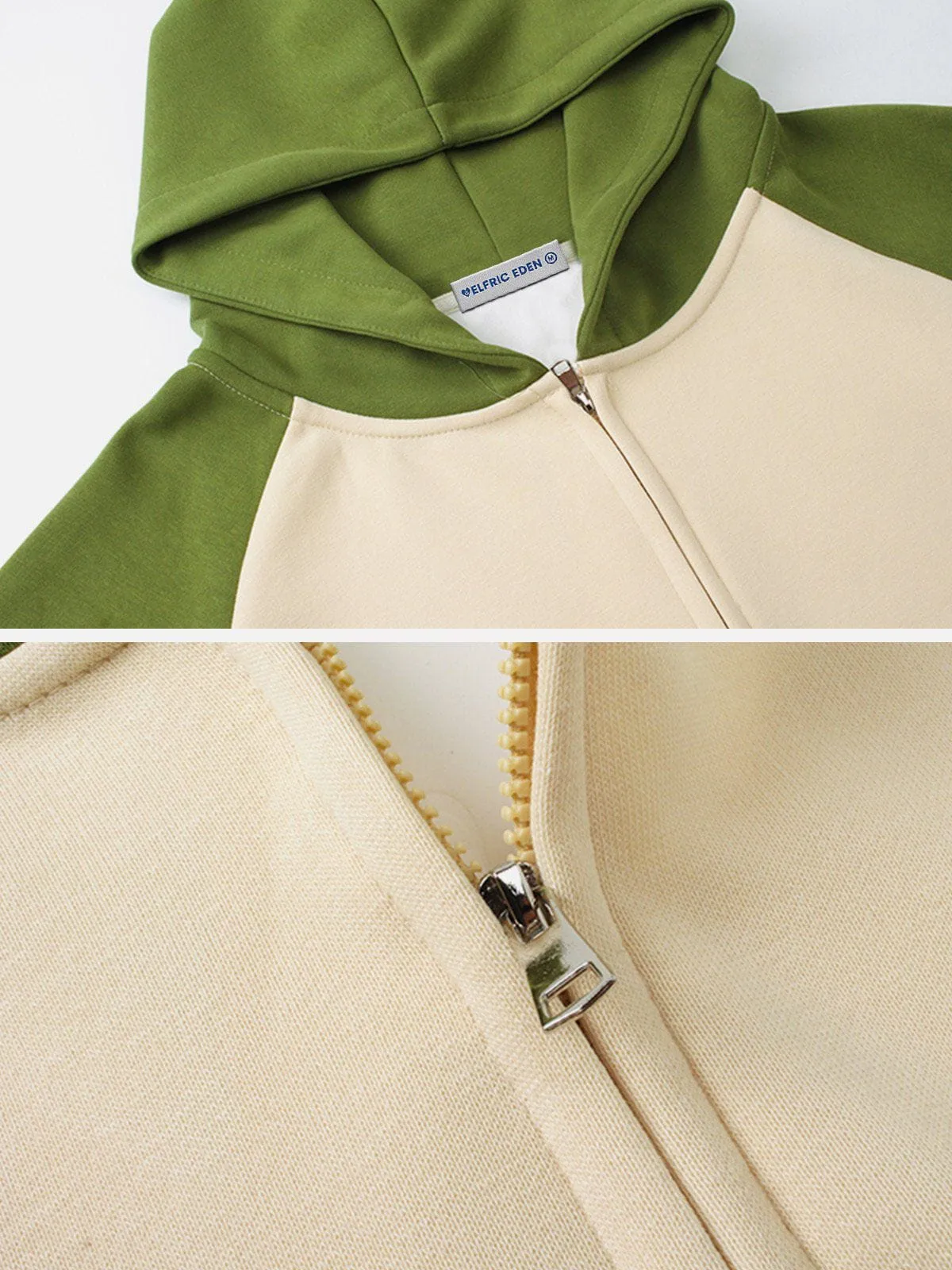 Aelfric Eden Color Blocking Patchwork Zip Up Hoodie
