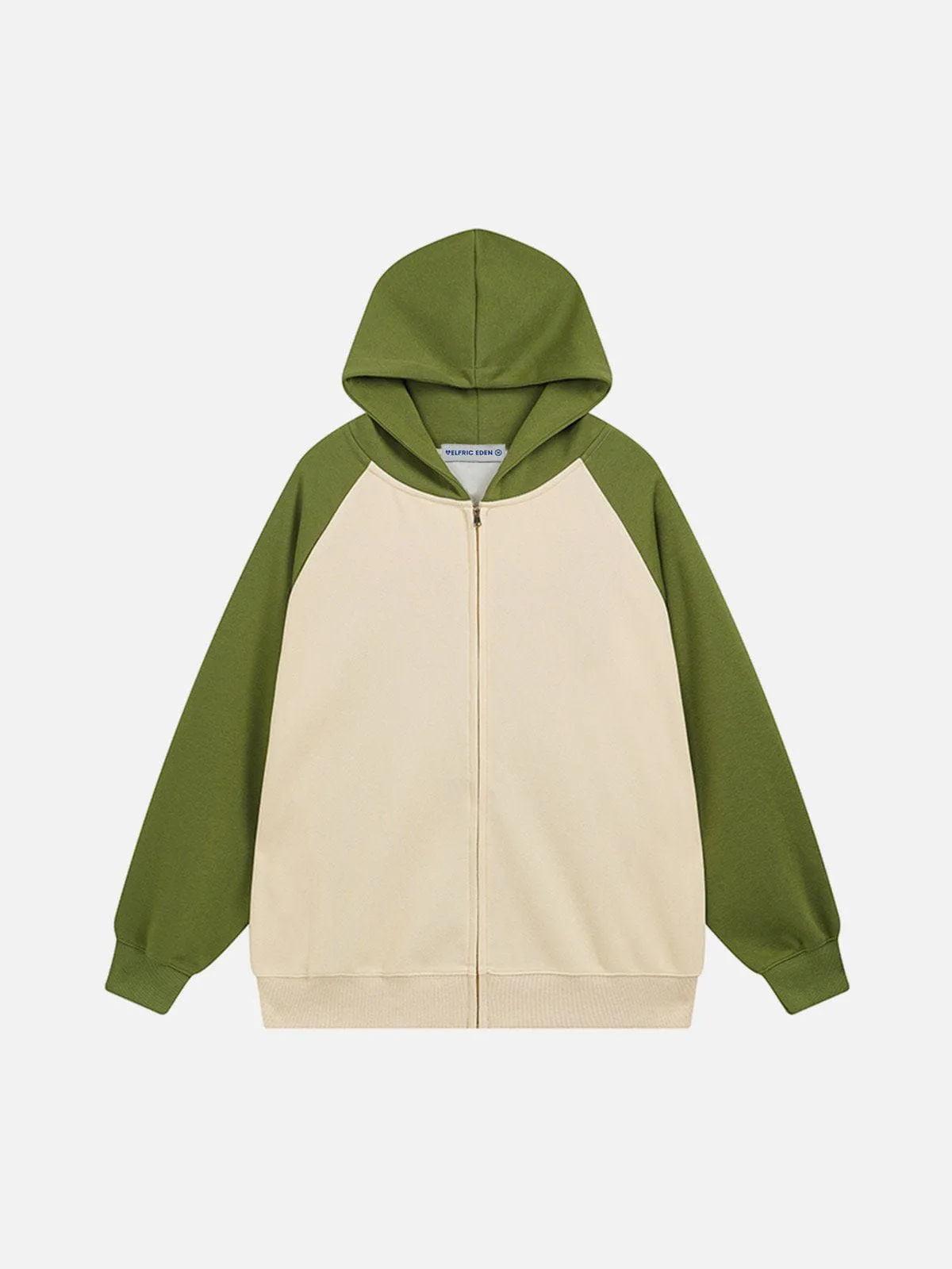 Aelfric Eden Color Blocking Patchwork Zip Up Hoodie