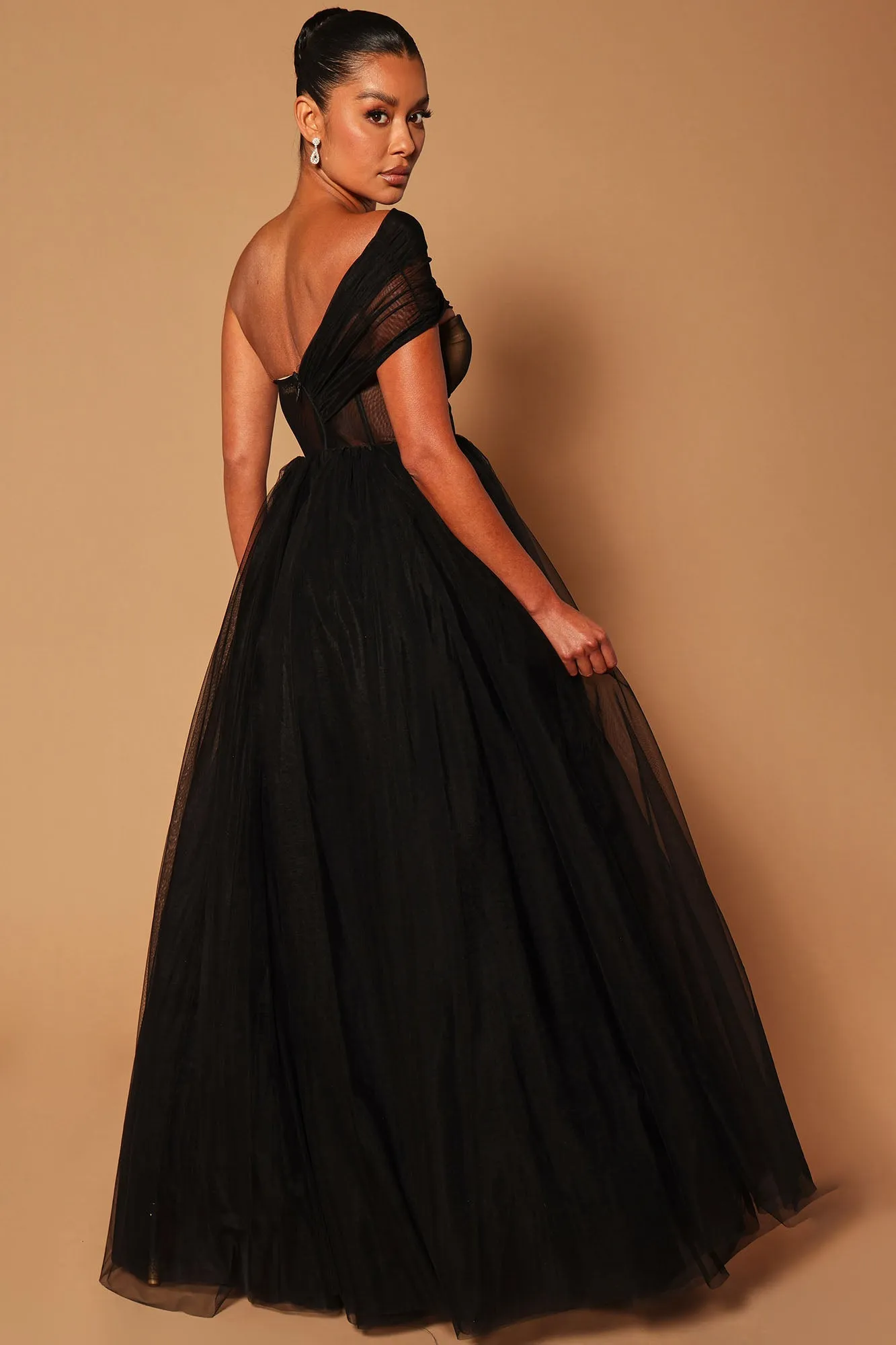 Aliya Tulle Maxi Dress - Black