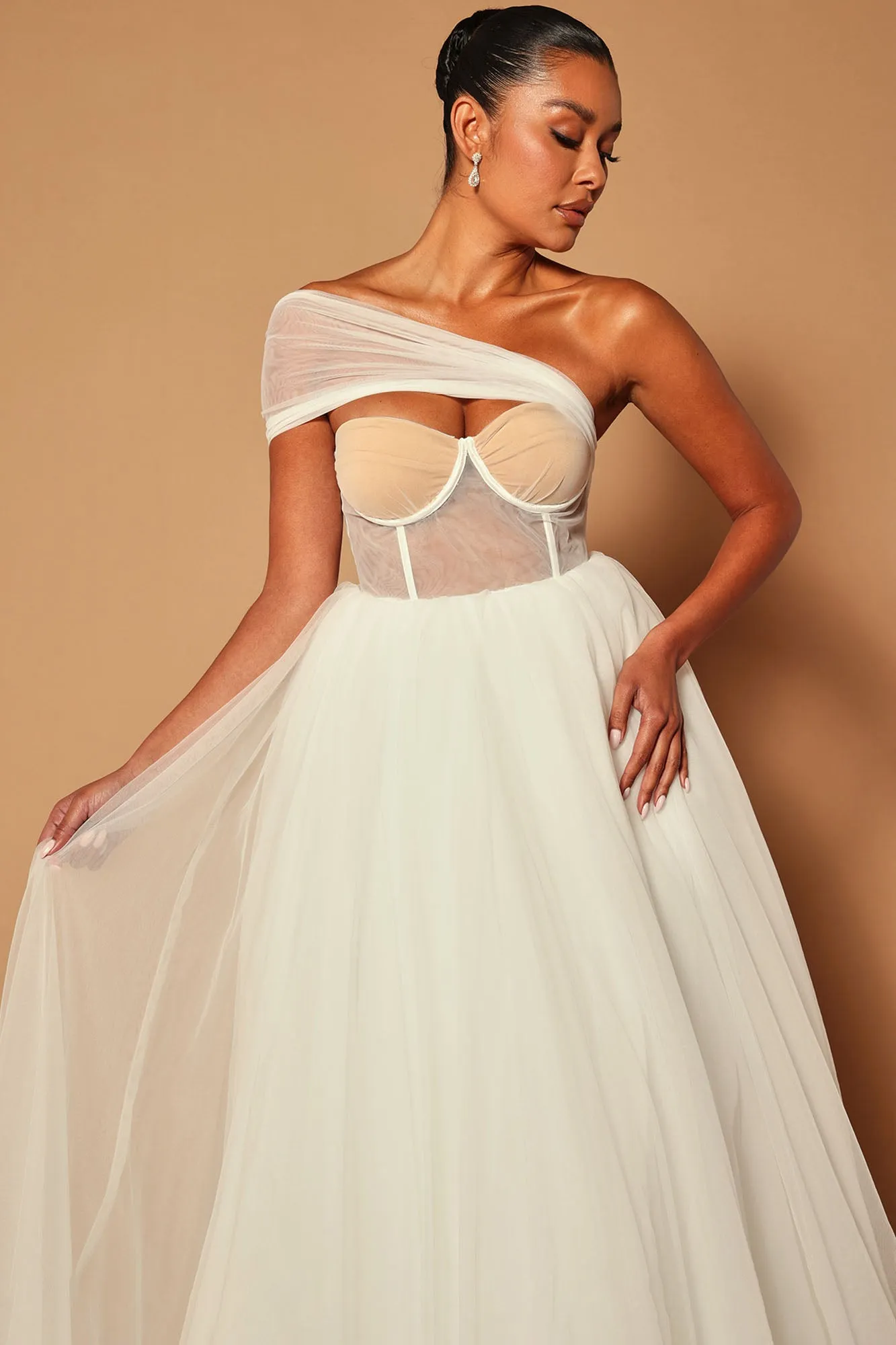 Aliya Tulle Maxi Dress - White