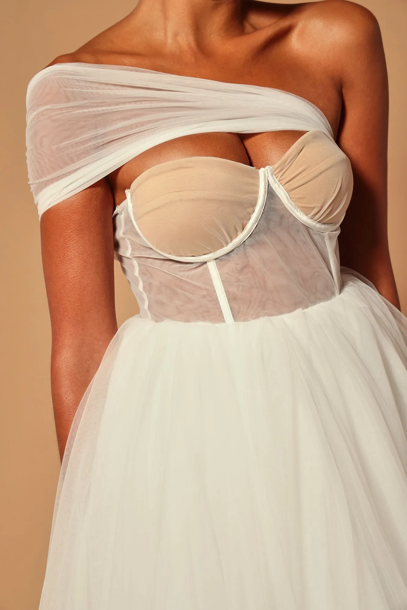 Aliya Tulle Maxi Dress - White