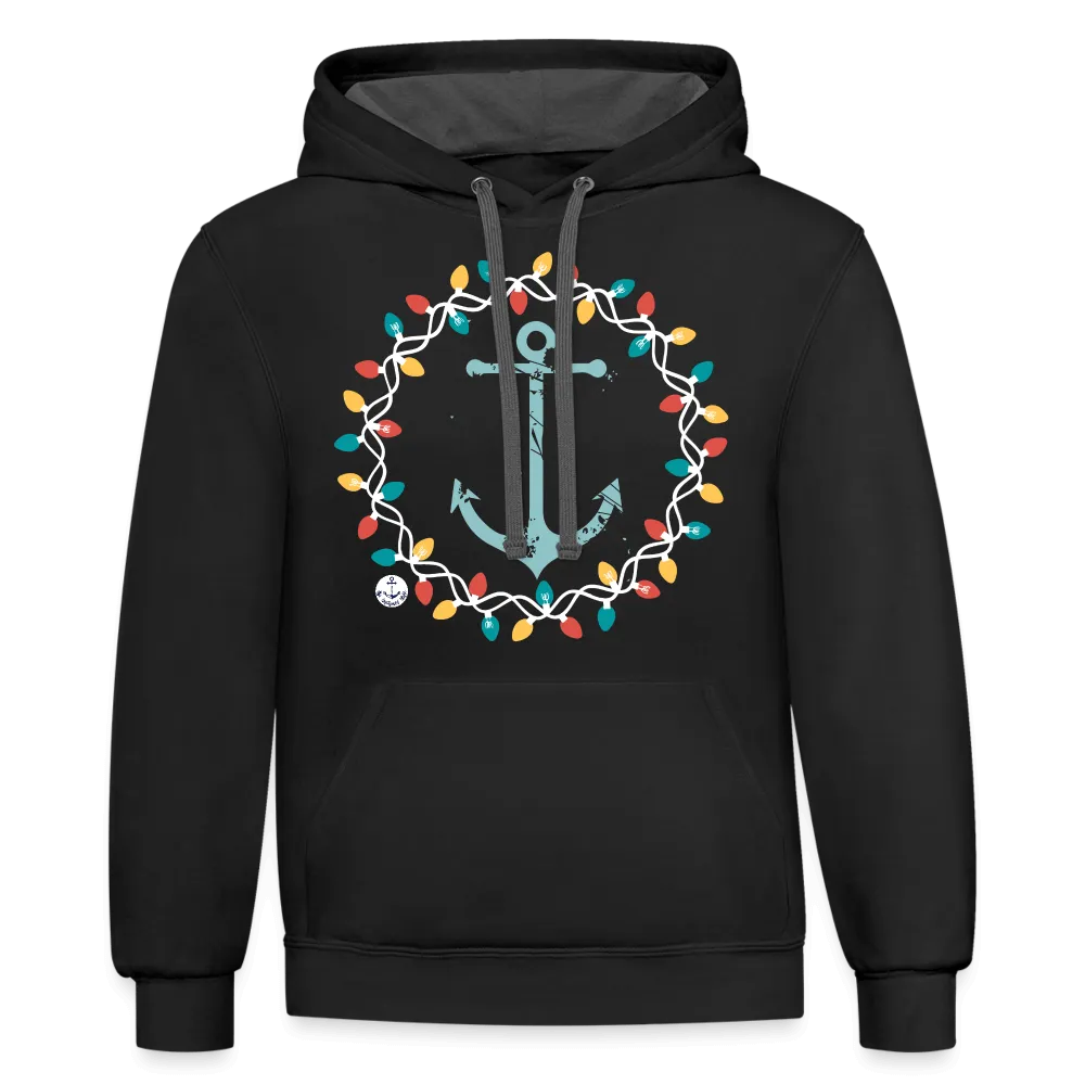 Anchor Christmas Wreath Contrast Lake Hoodie