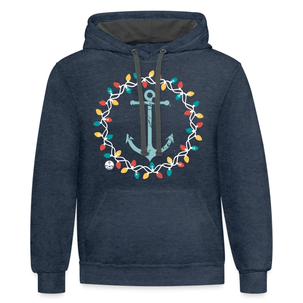 Anchor Christmas Wreath Contrast Lake Hoodie