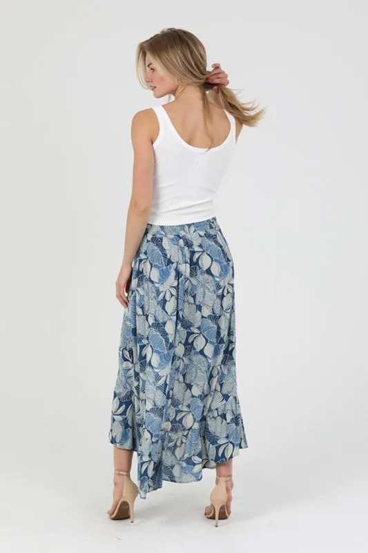 Angie Floral Tropical Hi Lo Skirt - Blue