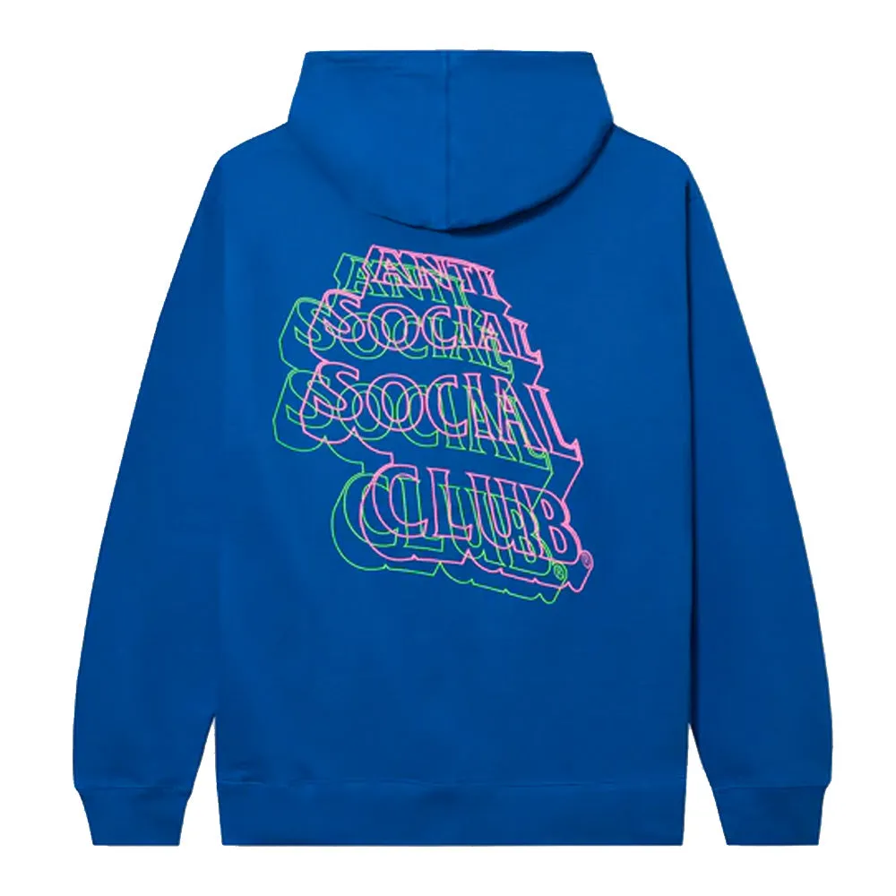Anti Social Social Club Neon Lights And A Lot Of Rain Blue Hoodie