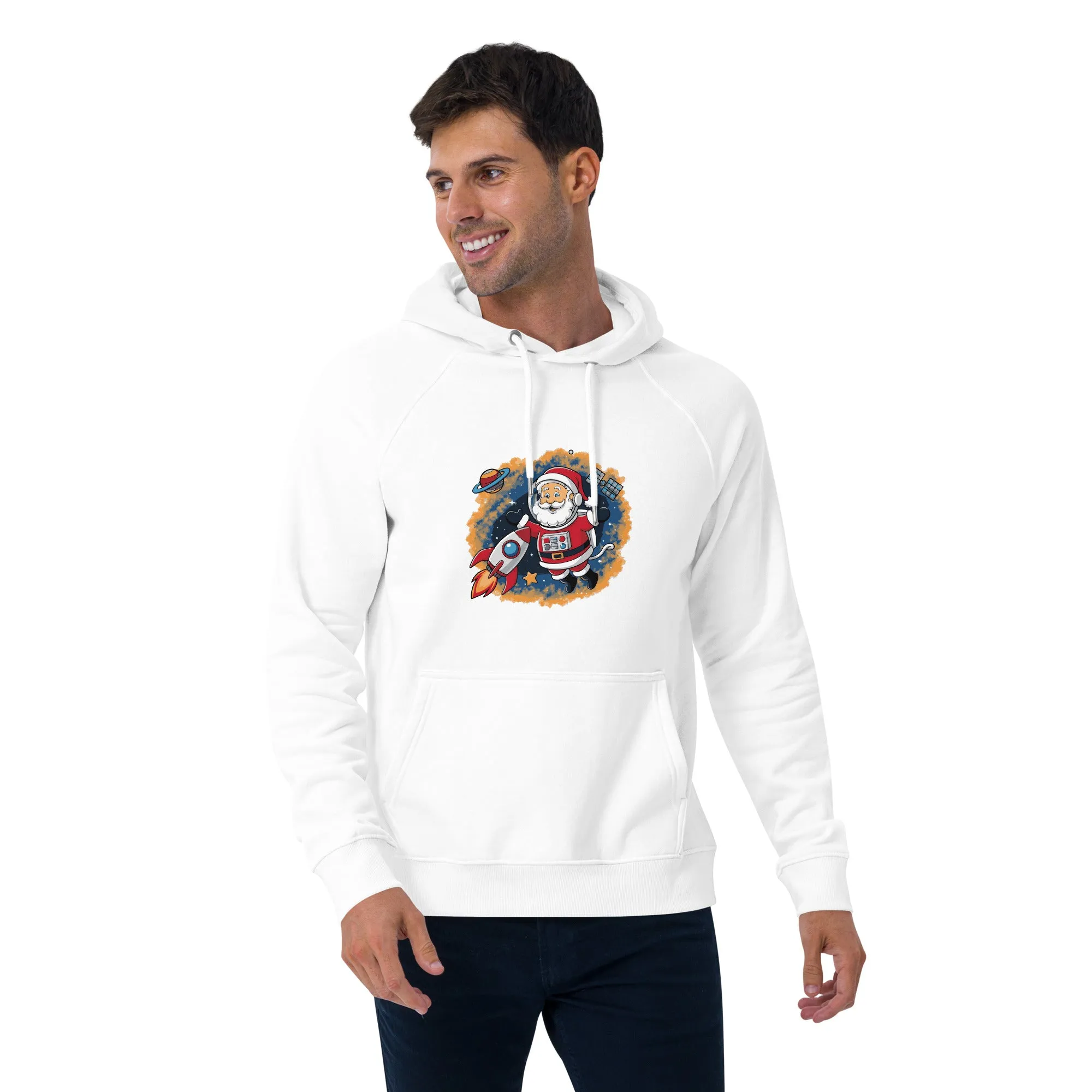 Astronaut Santa Graphic Men Eco Raglan Hoodie