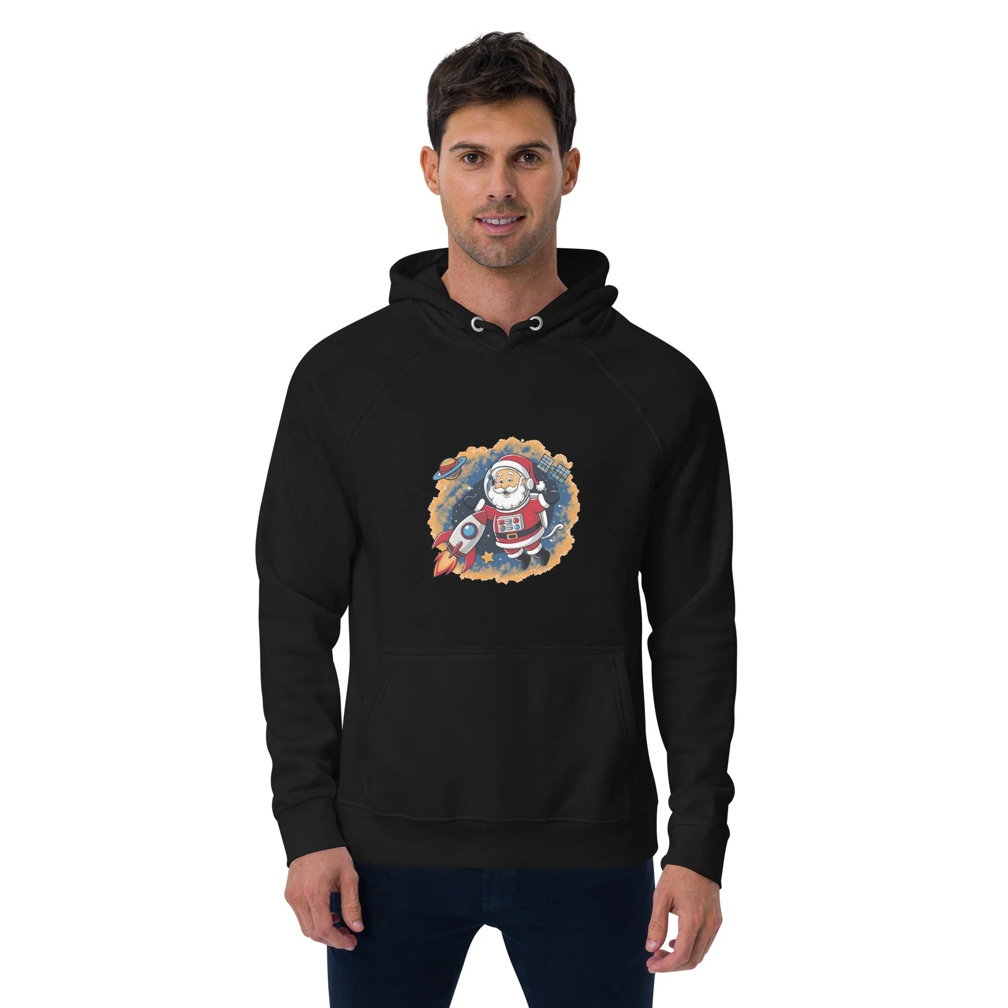 Astronaut Santa Graphic Men Eco Raglan Hoodie