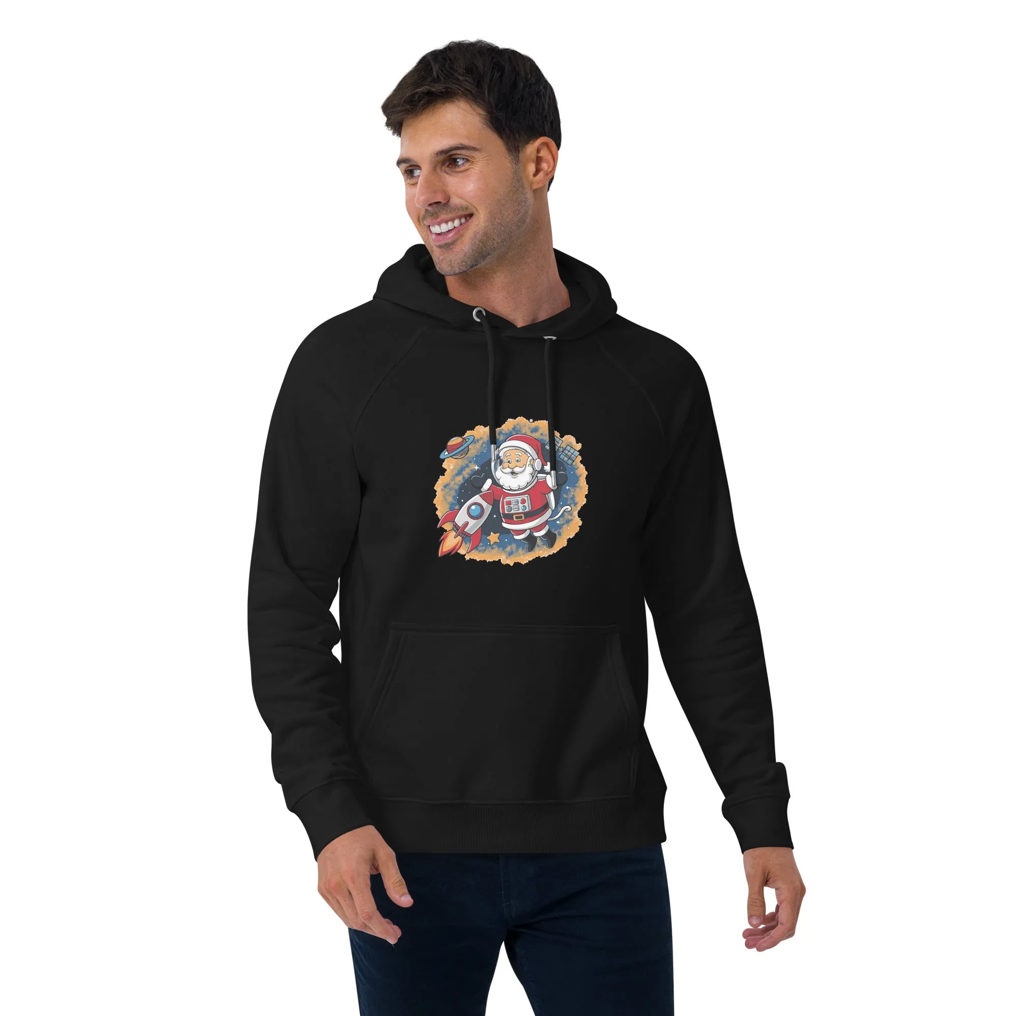 Astronaut Santa Graphic Men Eco Raglan Hoodie