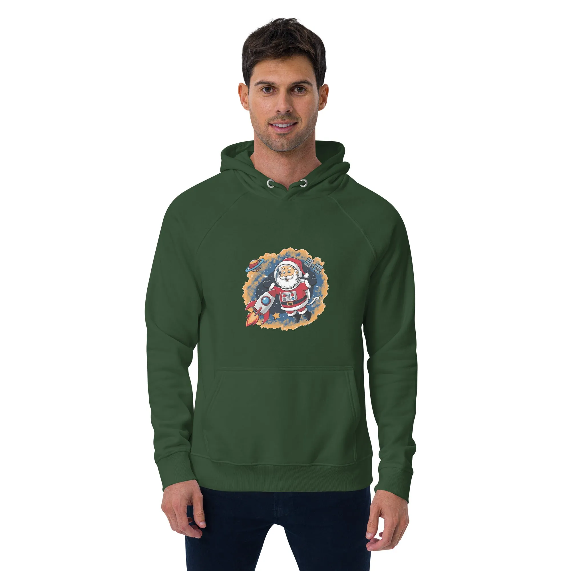 Astronaut Santa Graphic Men Eco Raglan Hoodie