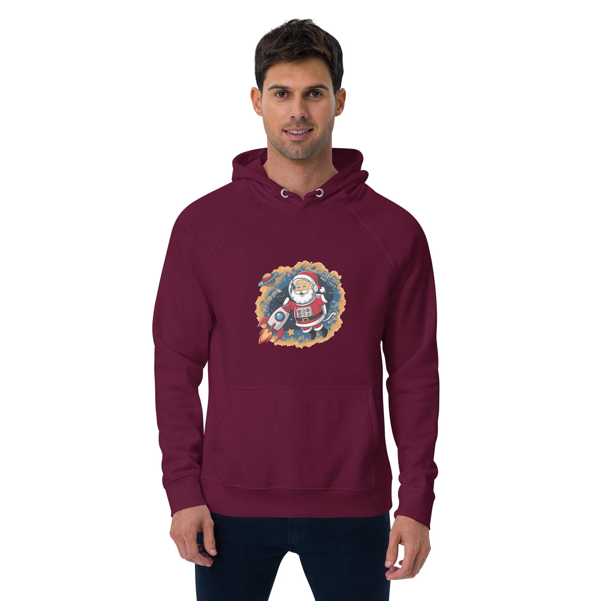 Astronaut Santa Graphic Men Eco Raglan Hoodie