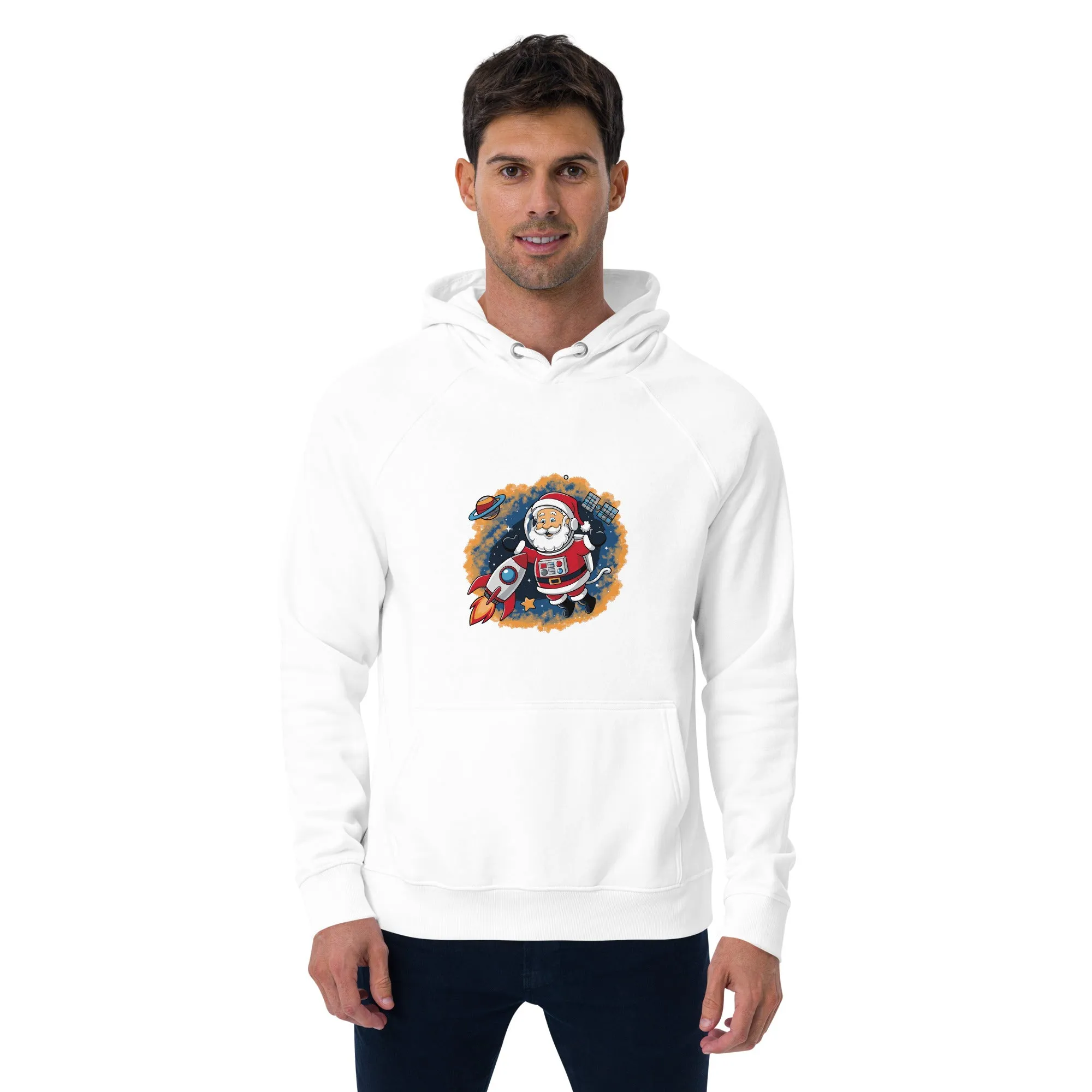 Astronaut Santa Graphic Men Eco Raglan Hoodie