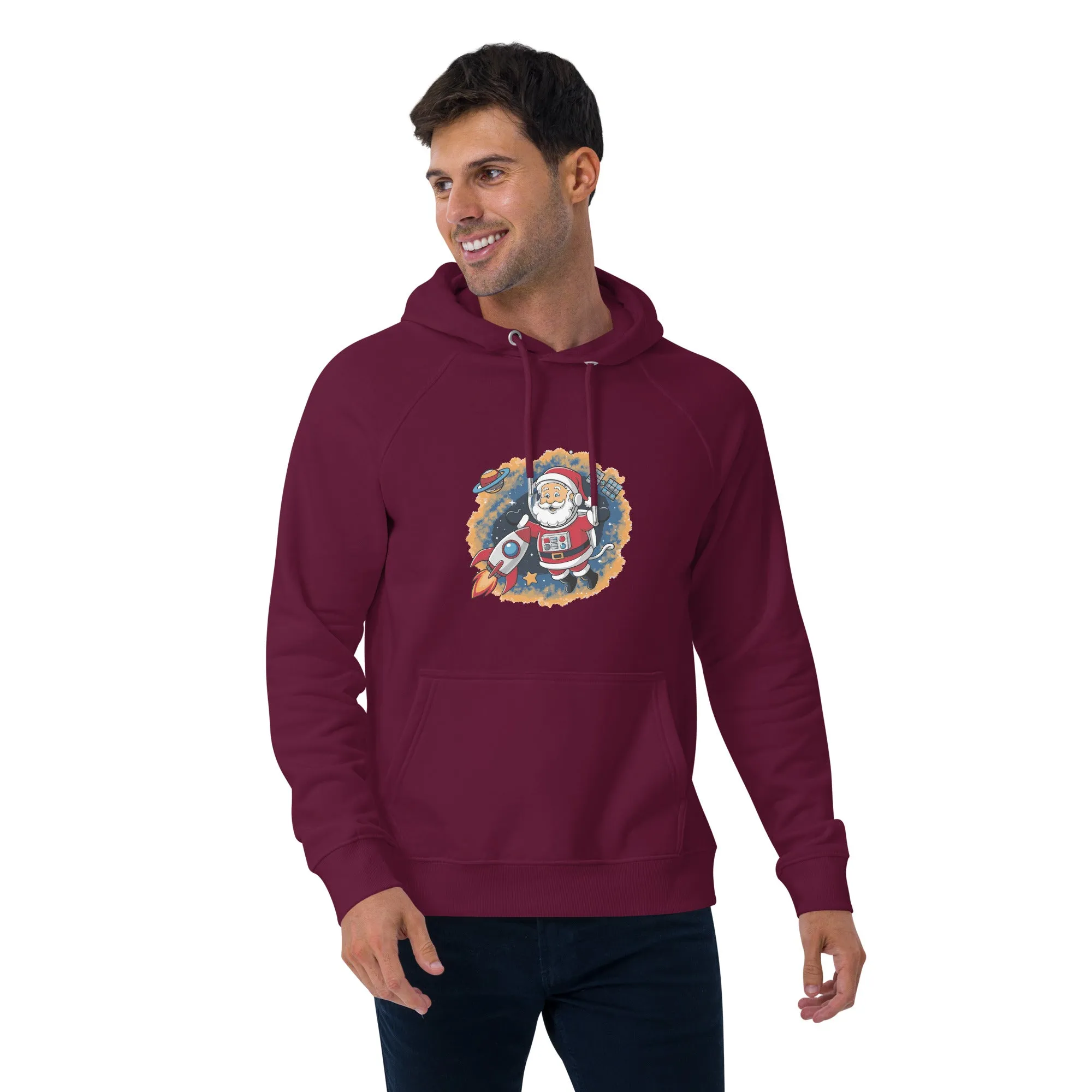 Astronaut Santa Graphic Men Eco Raglan Hoodie