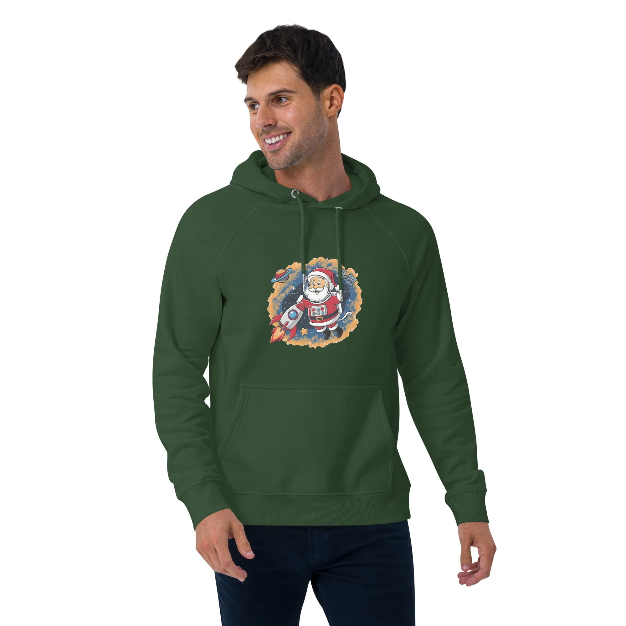 Astronaut Santa Graphic Men Eco Raglan Hoodie