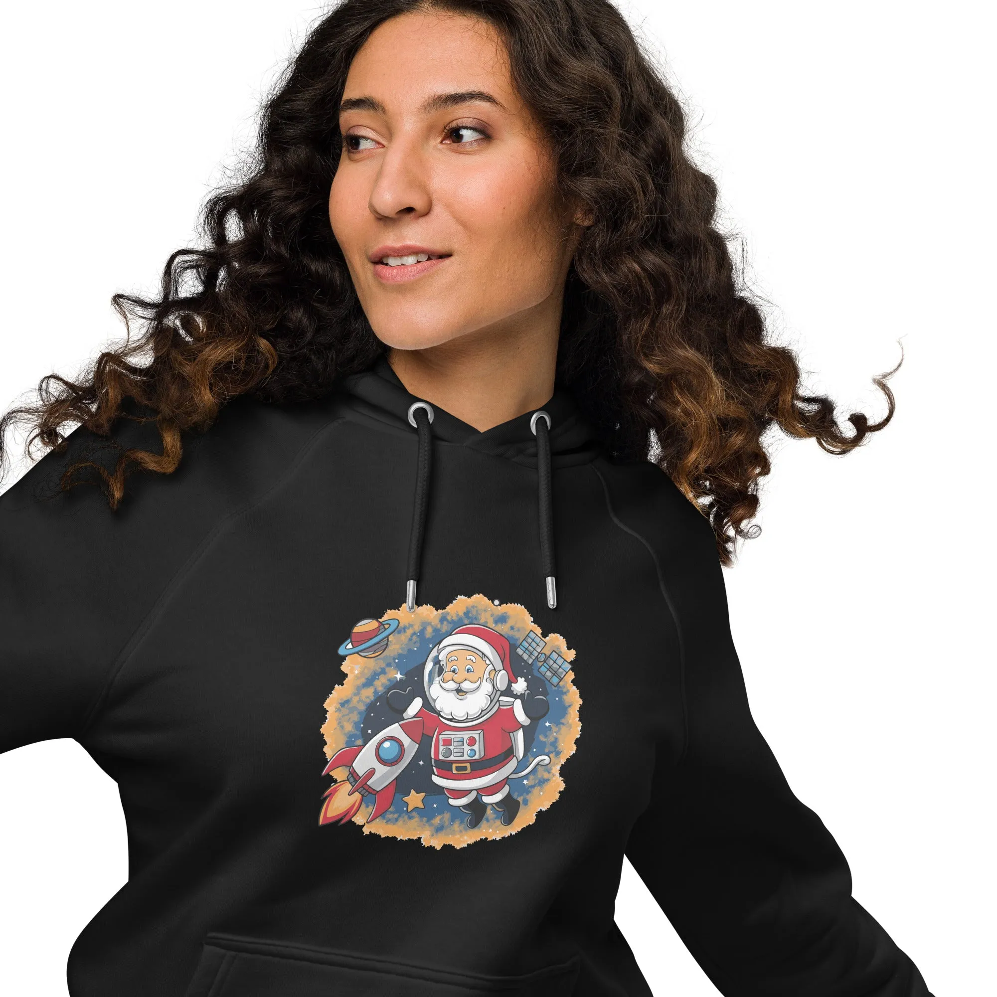 Astronaut Santa Graphic Women Eco Raglan Hoodie