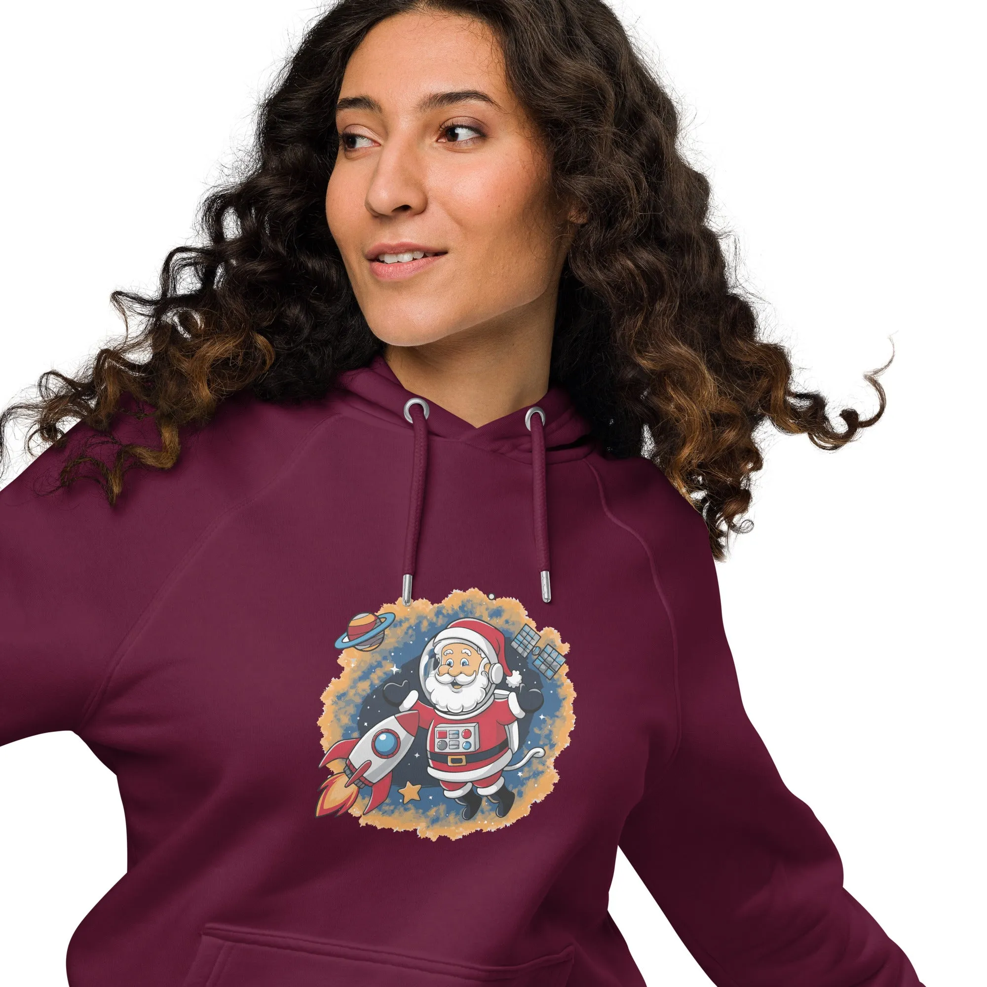 Astronaut Santa Graphic Women Eco Raglan Hoodie