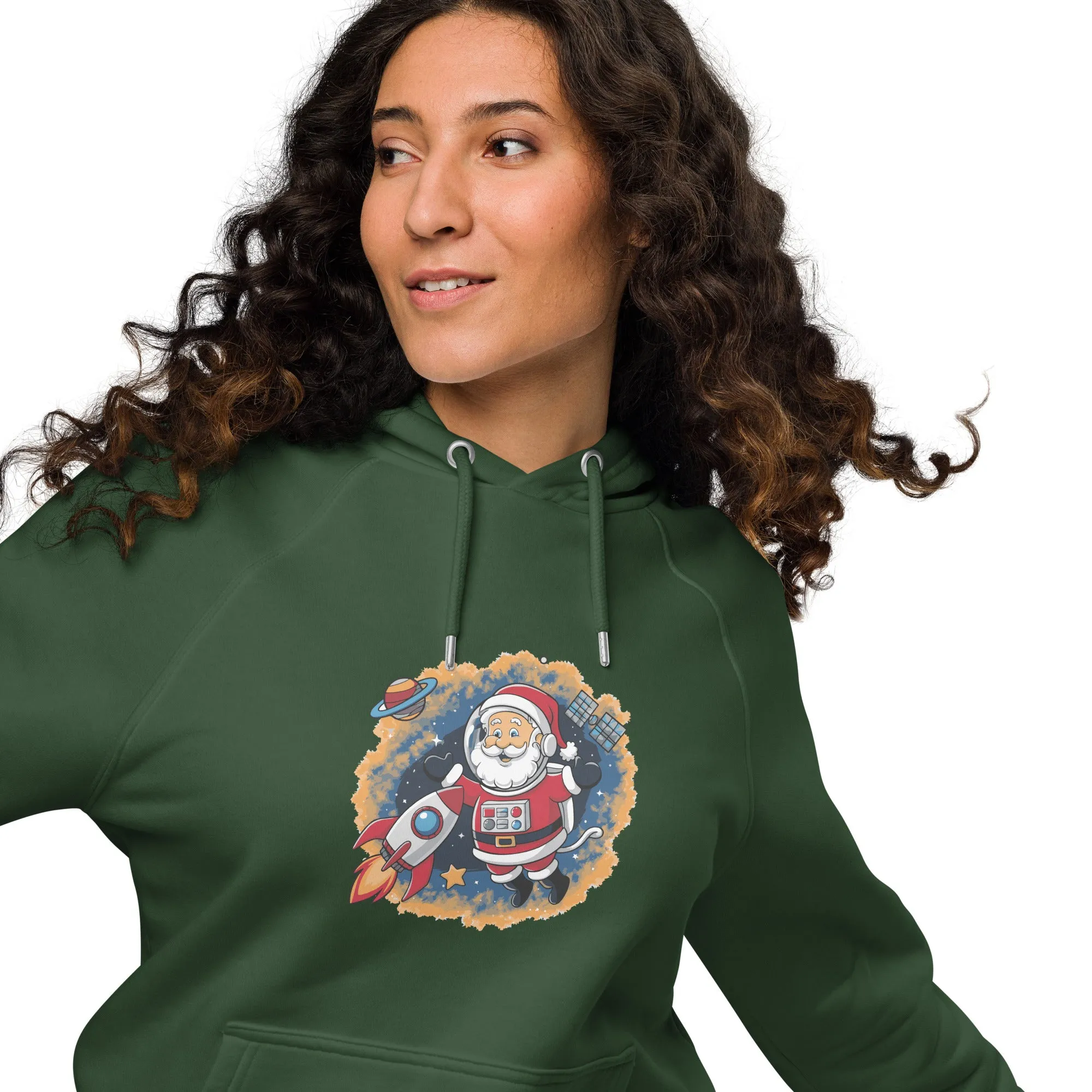 Astronaut Santa Graphic Women Eco Raglan Hoodie
