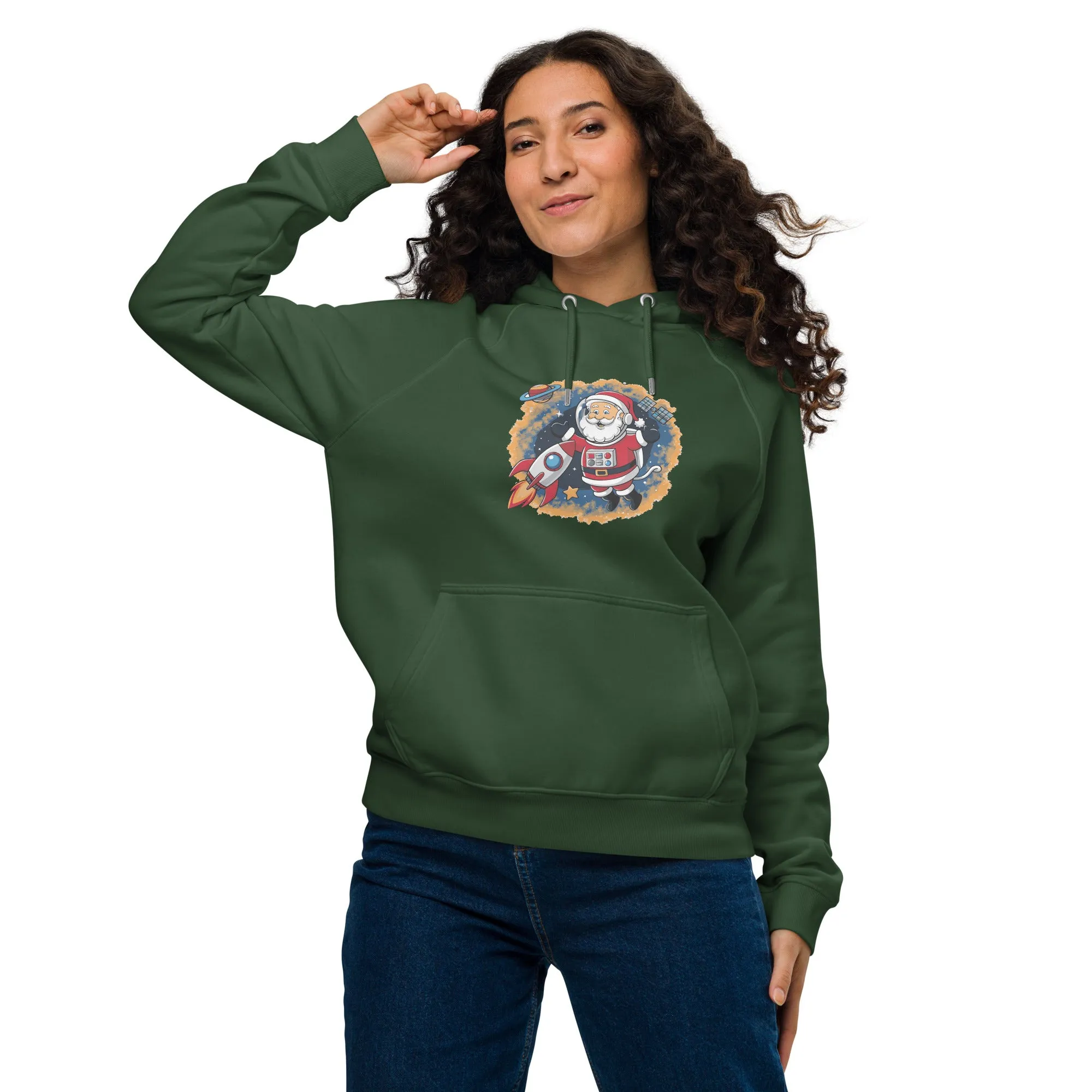 Astronaut Santa Graphic Women Eco Raglan Hoodie