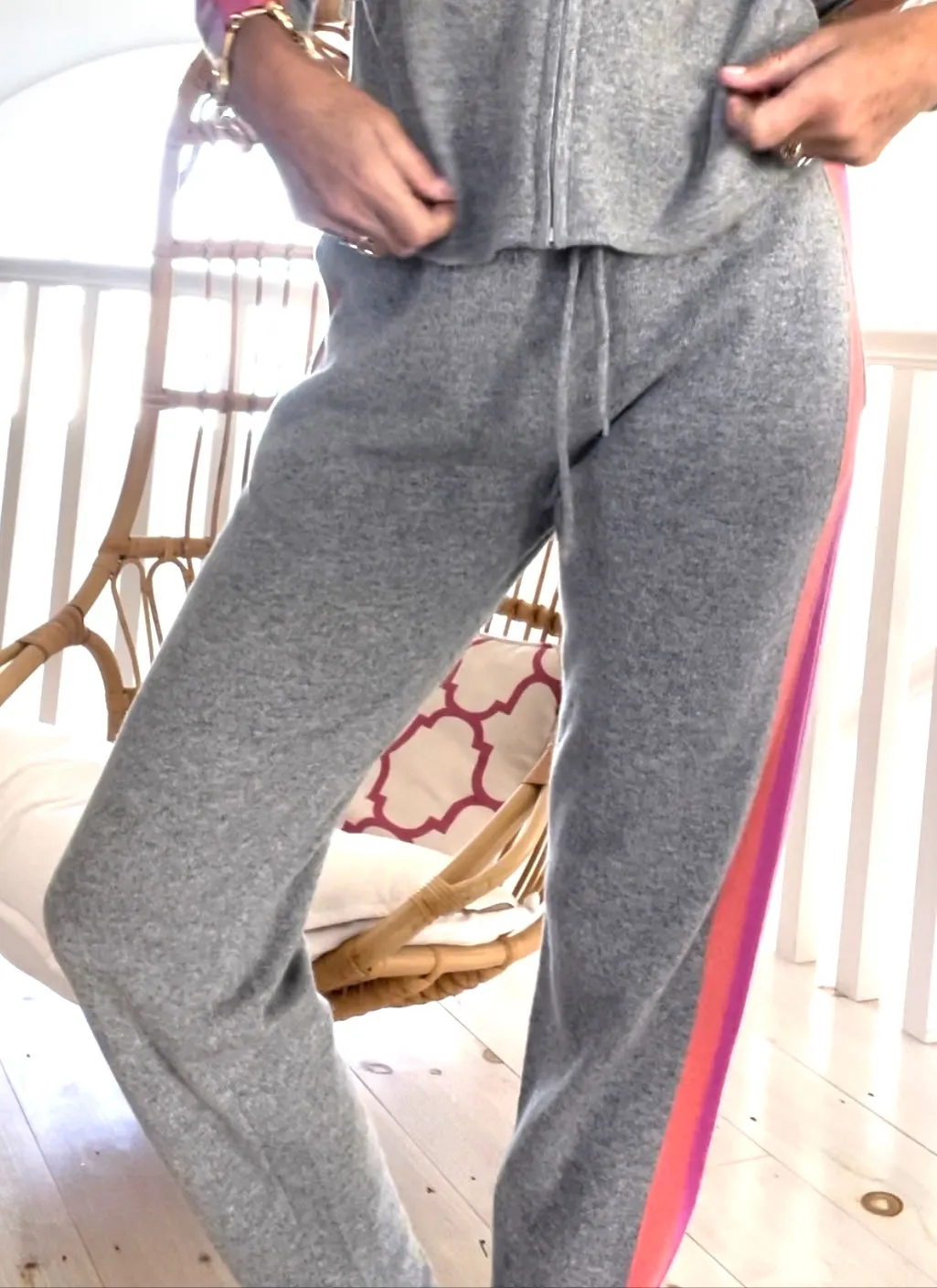 Aviator Stripe Jogger in 100% Cashmere