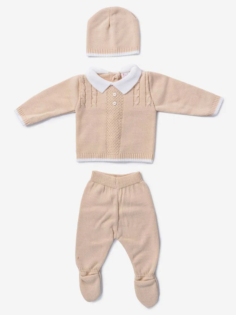 Baby Boy 3-piece Little Gentleman Knitted Gift Box Set-Beige