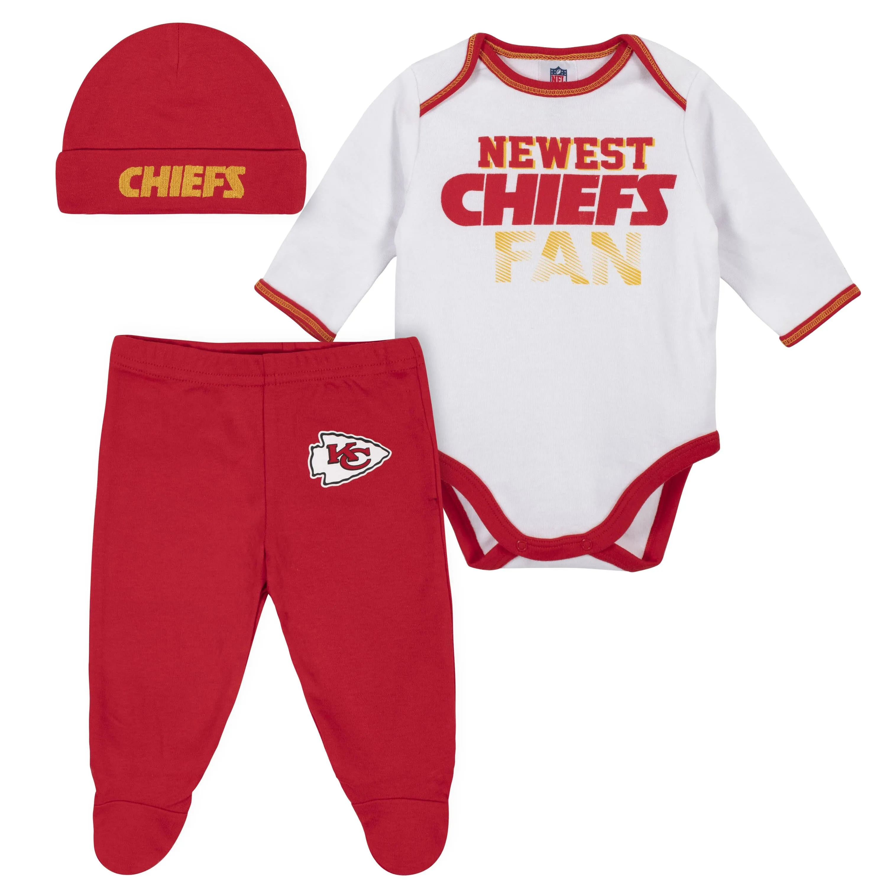 Baby Boys Kansas City Chiefs 3-Piece Bodysuit, Pant and Cap Set