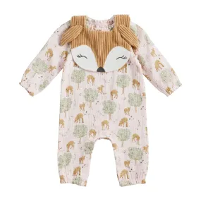 Baby Girls Deer Print 1 Pc Muslin Cotton and Bib Set