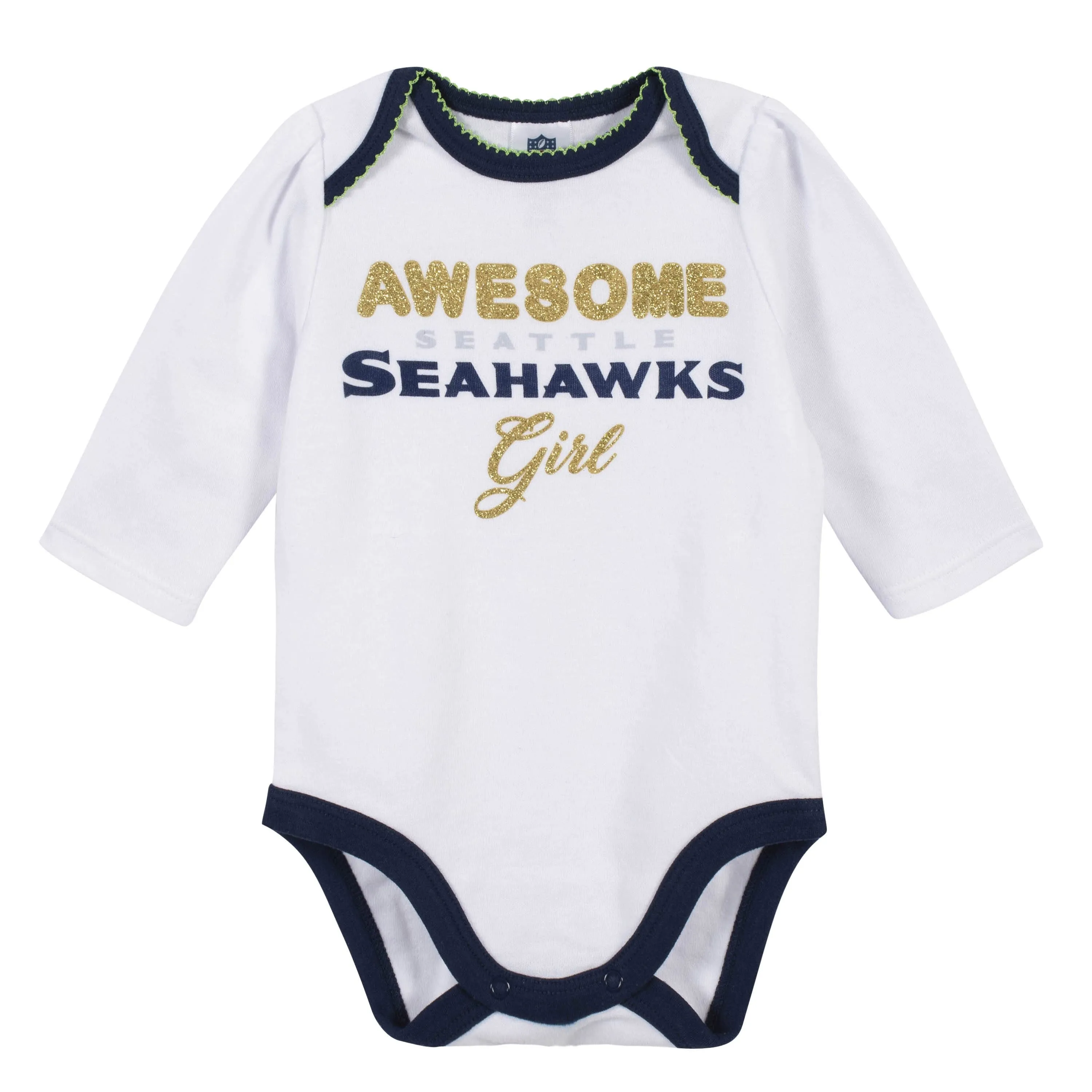 Baby Girls Seattle Seahawks 3-Piece Bodysuit, Footed Pant, and Cap Set