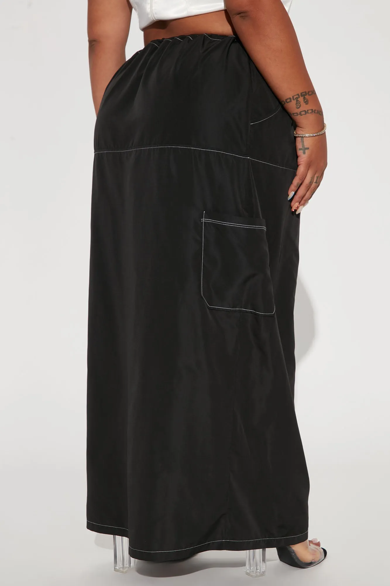 Back At It Again Cargo Skirt - Black/White