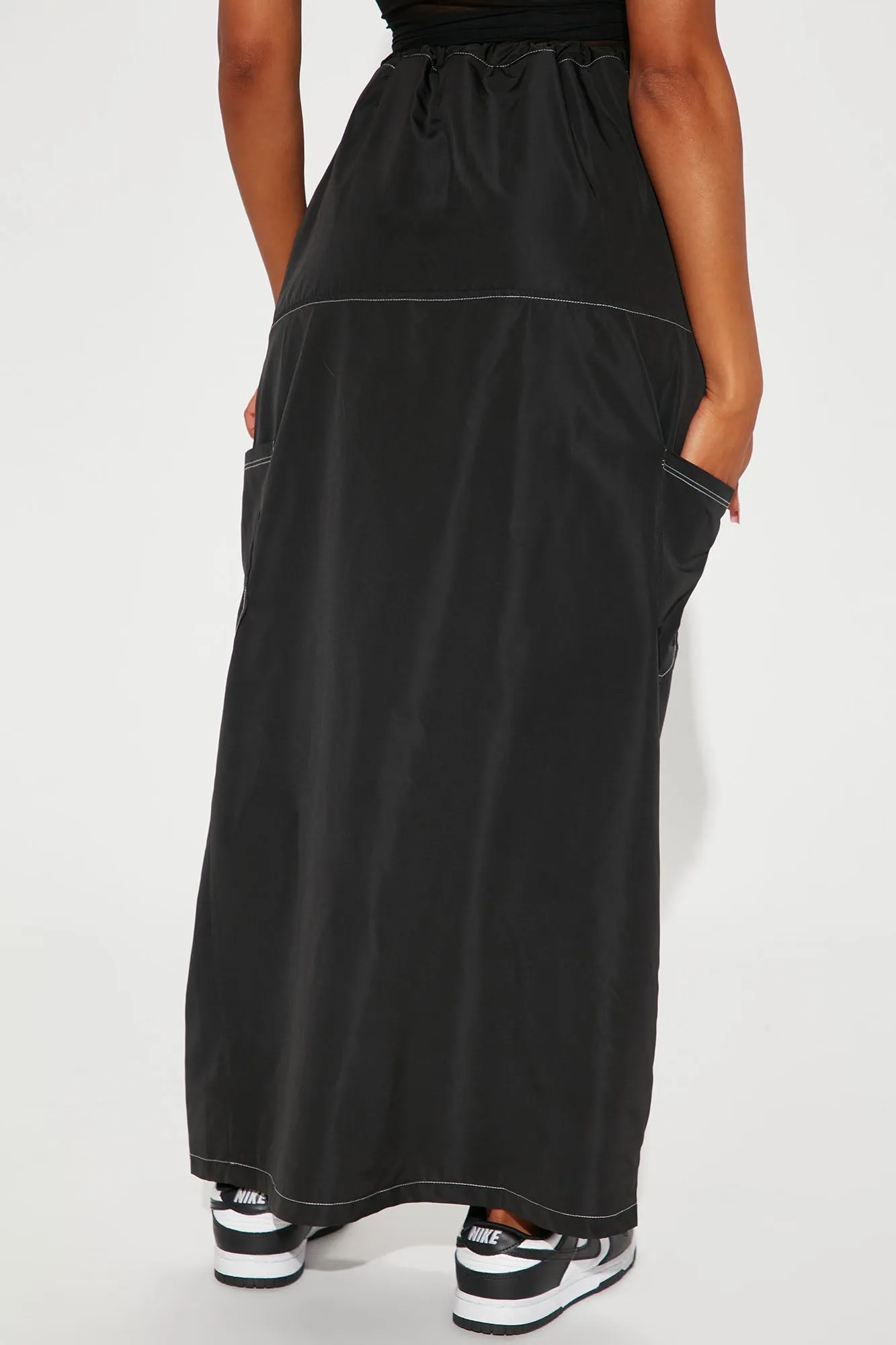 Back At It Again Cargo Skirt - Black/White