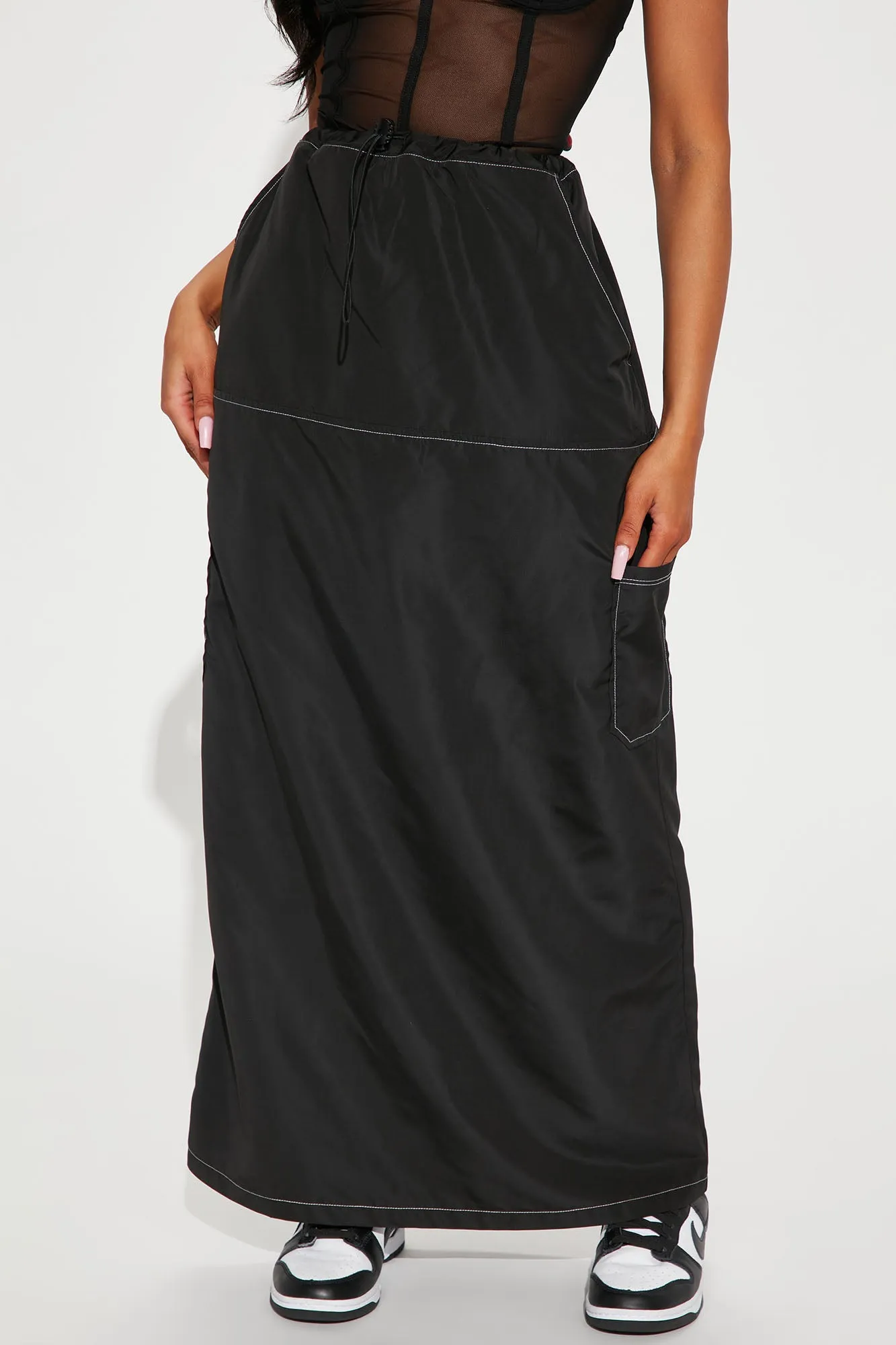 Back At It Again Cargo Skirt - Black/White