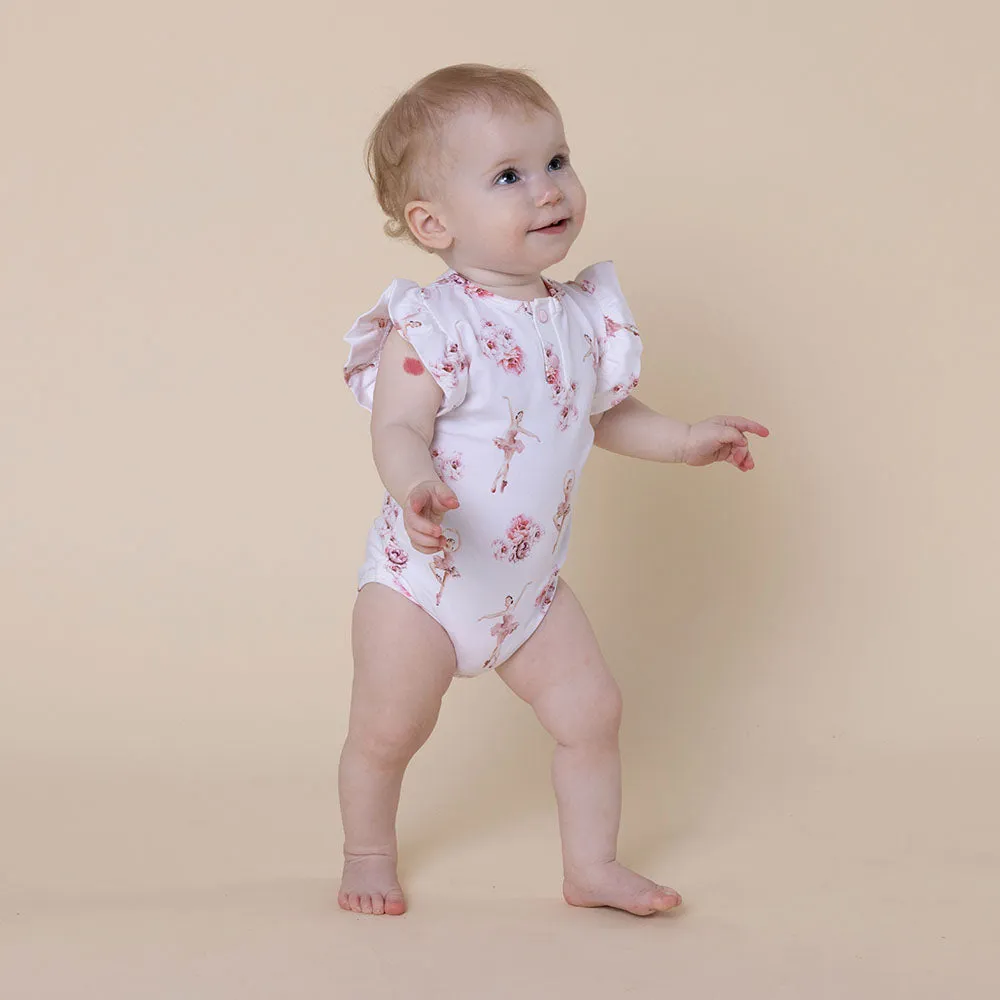 Ballerina Short Sleeve Organic Bodysuit with Frill