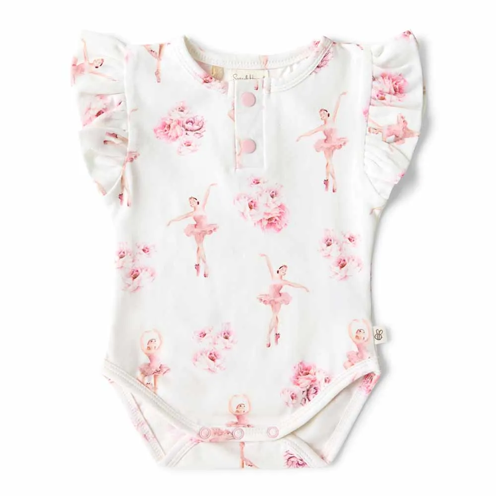 Ballerina Short Sleeve Organic Bodysuit with Frill