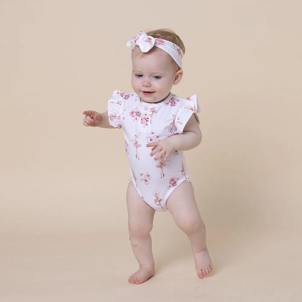 Ballerina Short Sleeve Organic Bodysuit with Frill