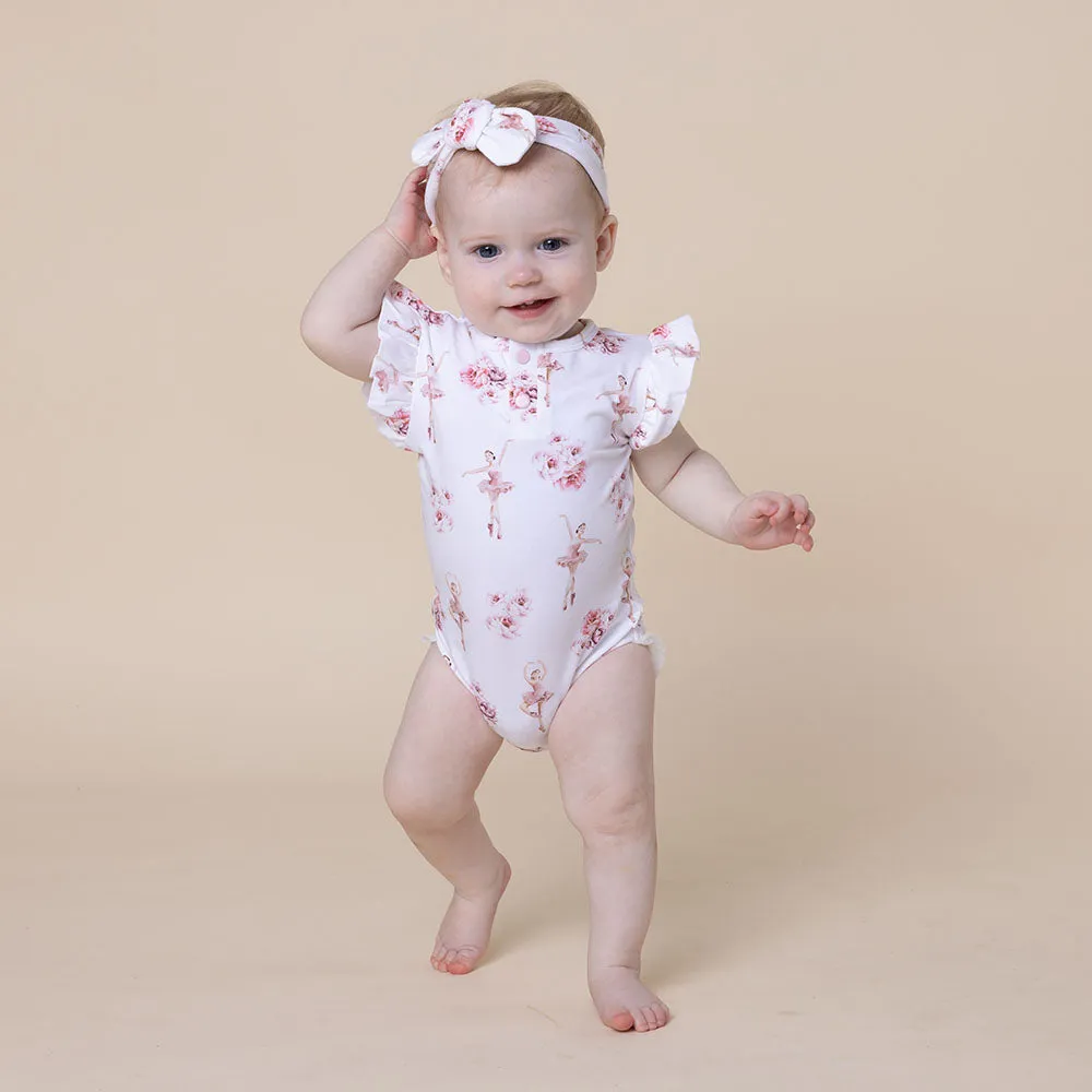 Ballerina Short Sleeve Organic Bodysuit with Frill