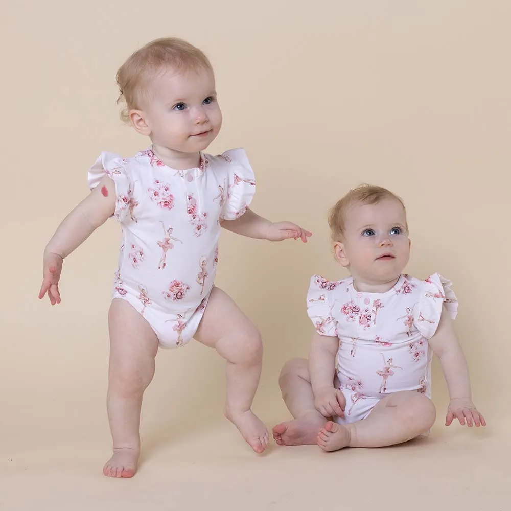 Ballerina Short Sleeve Organic Bodysuit with Frill