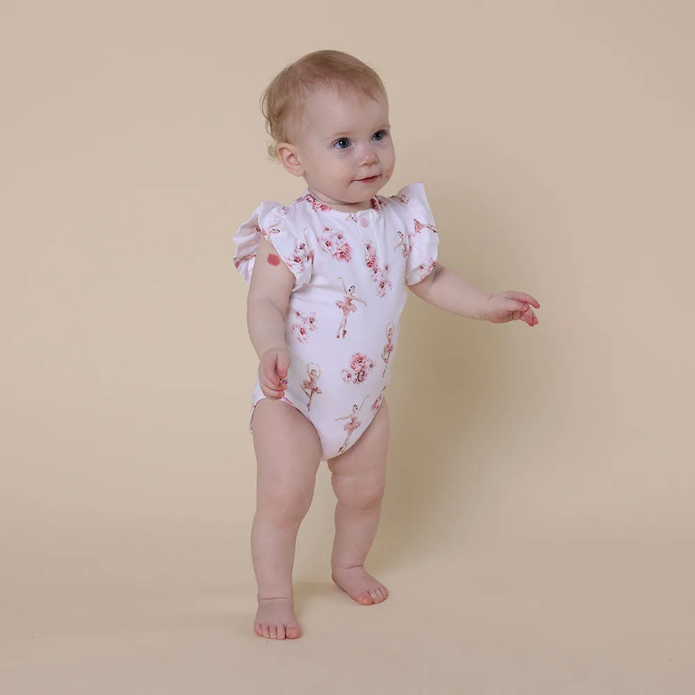 Ballerina Short Sleeve Organic Bodysuit with Frill