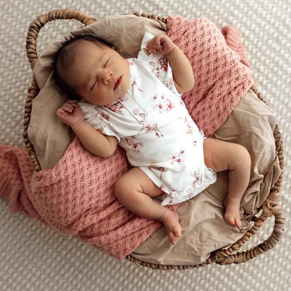 Ballerina Short Sleeve Organic Bodysuit with Frill